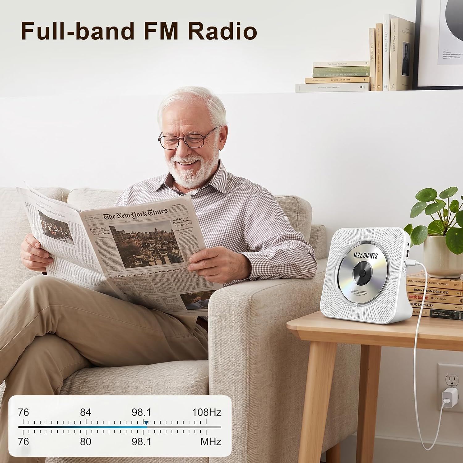 Thumbnail 4 de Gueray Portable CD Player with Bluetooth: Desktop Hi‑Fi CD Player with Built-In Dual Speakers