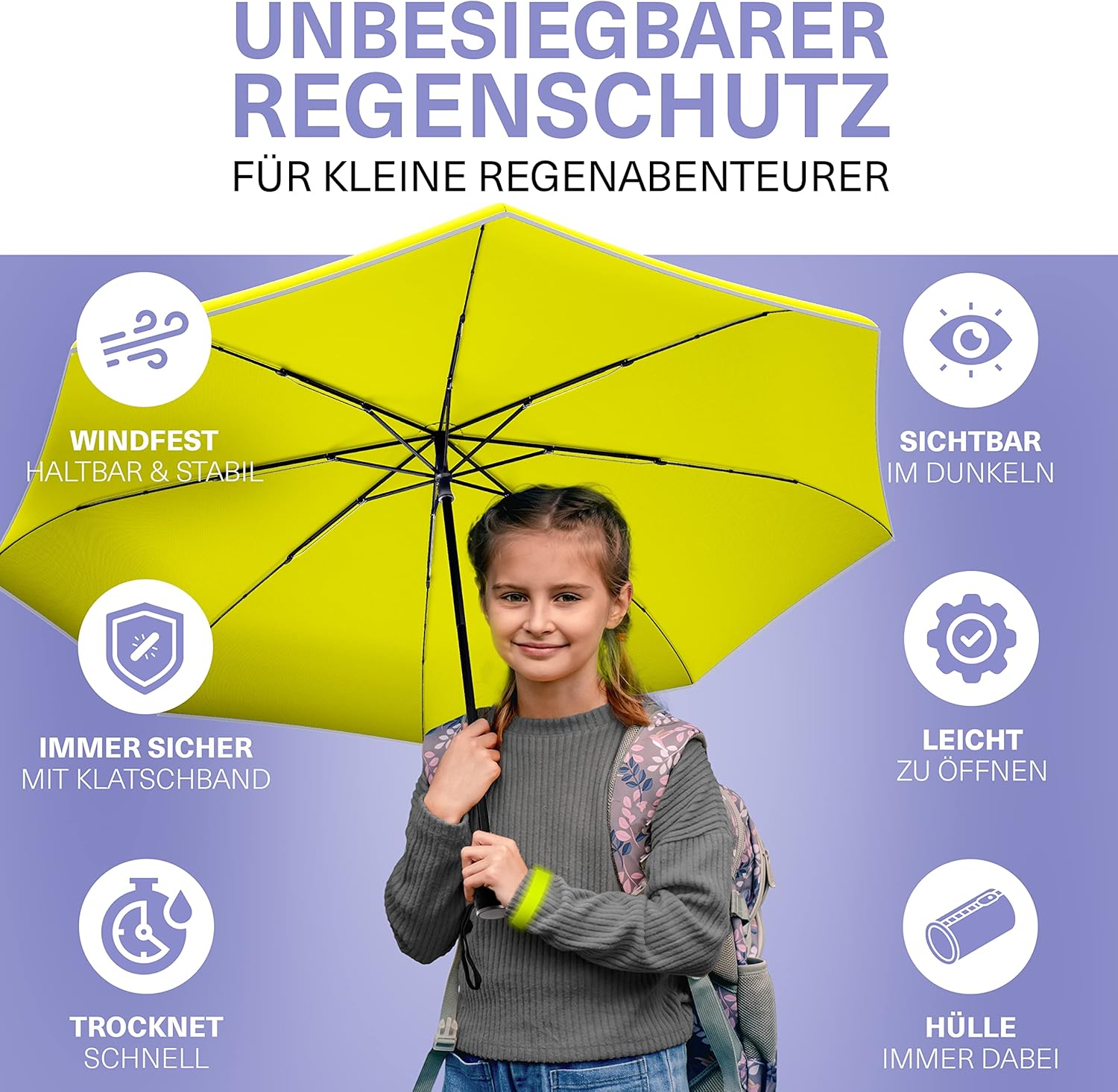 Thumbnail 6 de STYNGARD Regenschirm für Kinder mit Sicherheitsreflektoren – kompakt, sicher und zuverlässig