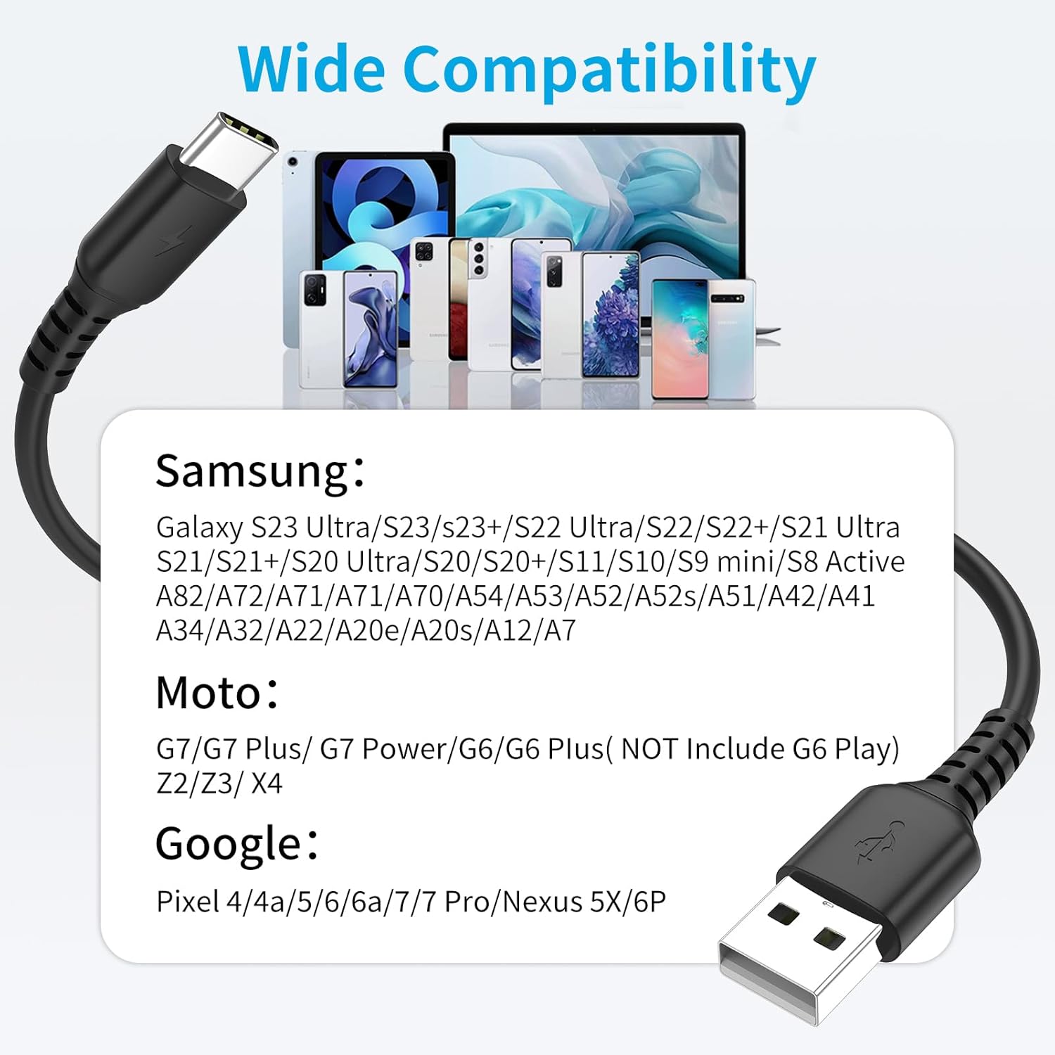 Thumbnail 6 de Acecene 30cm USB A to USB C Cable Short – 5 Pack, 3A Fast Charging