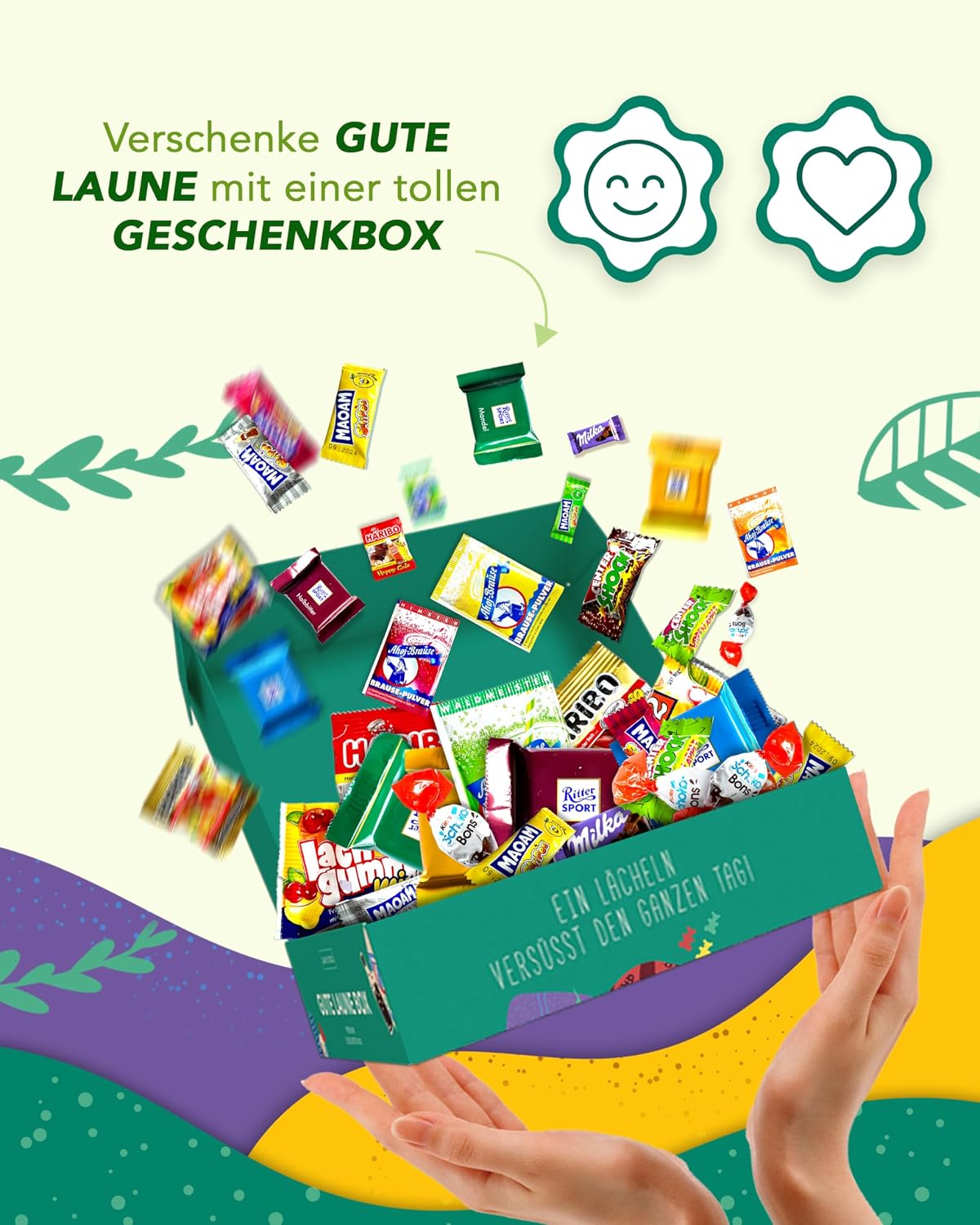 Detalle de Premium Süßigkeiten Box (150 Stück) – Gute Laune Box von Candy Circle