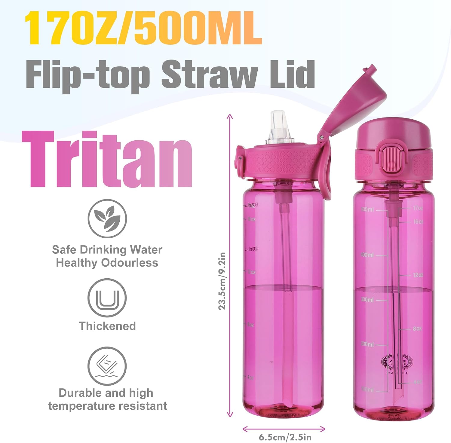 Thumbnail 1 de Clear Tritan water bottle 500ml straw