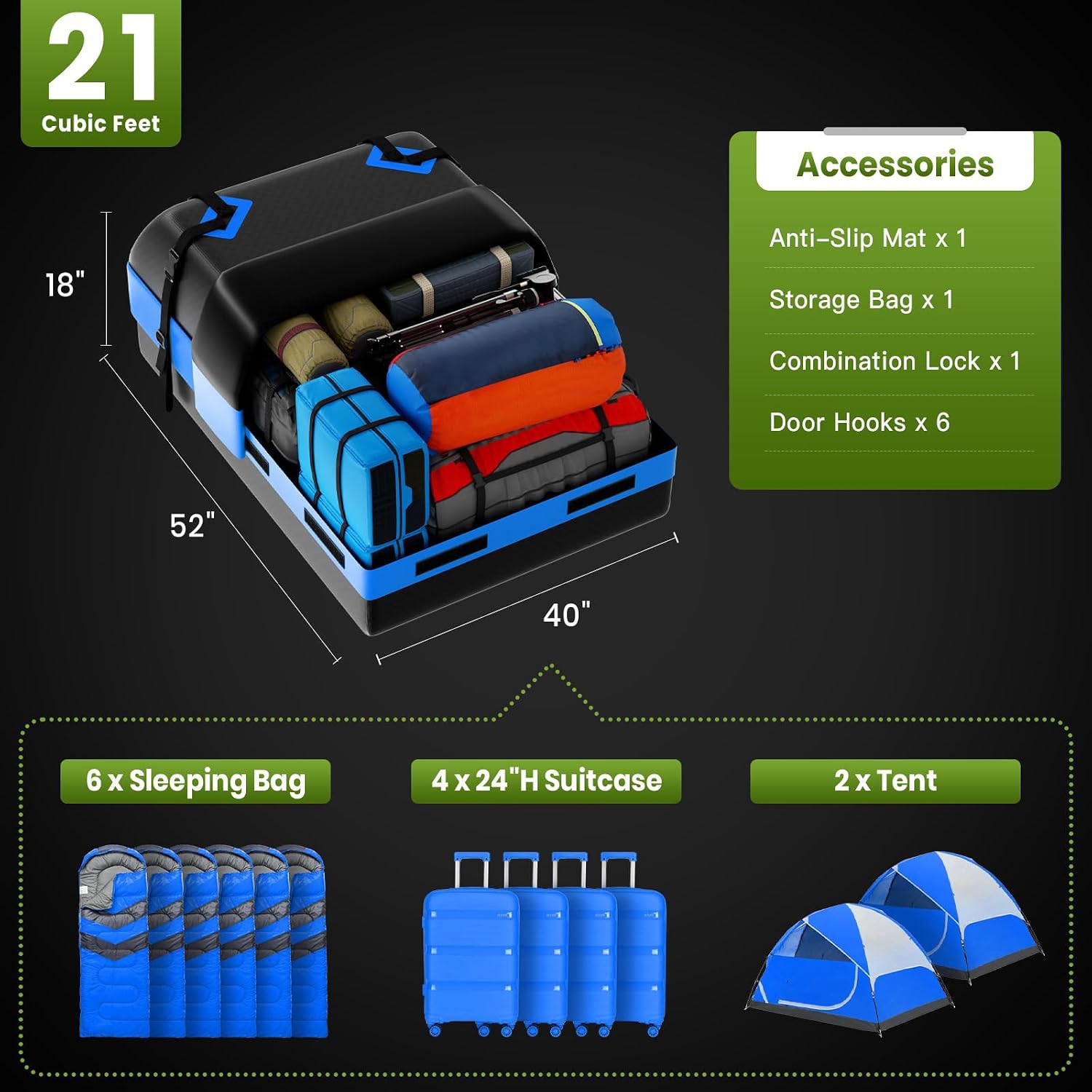 Thumbnail 1 de APTY 21 Cubic Feet Car Rooftop Cargo Bag Carrier