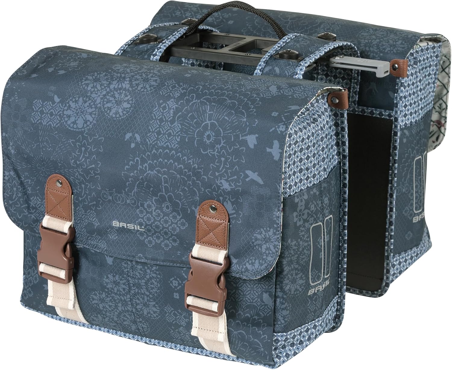 Detalle de Basil Boheme podwójna sakwa rowerowa MIK, 35 l, niebieska, wodoodporna