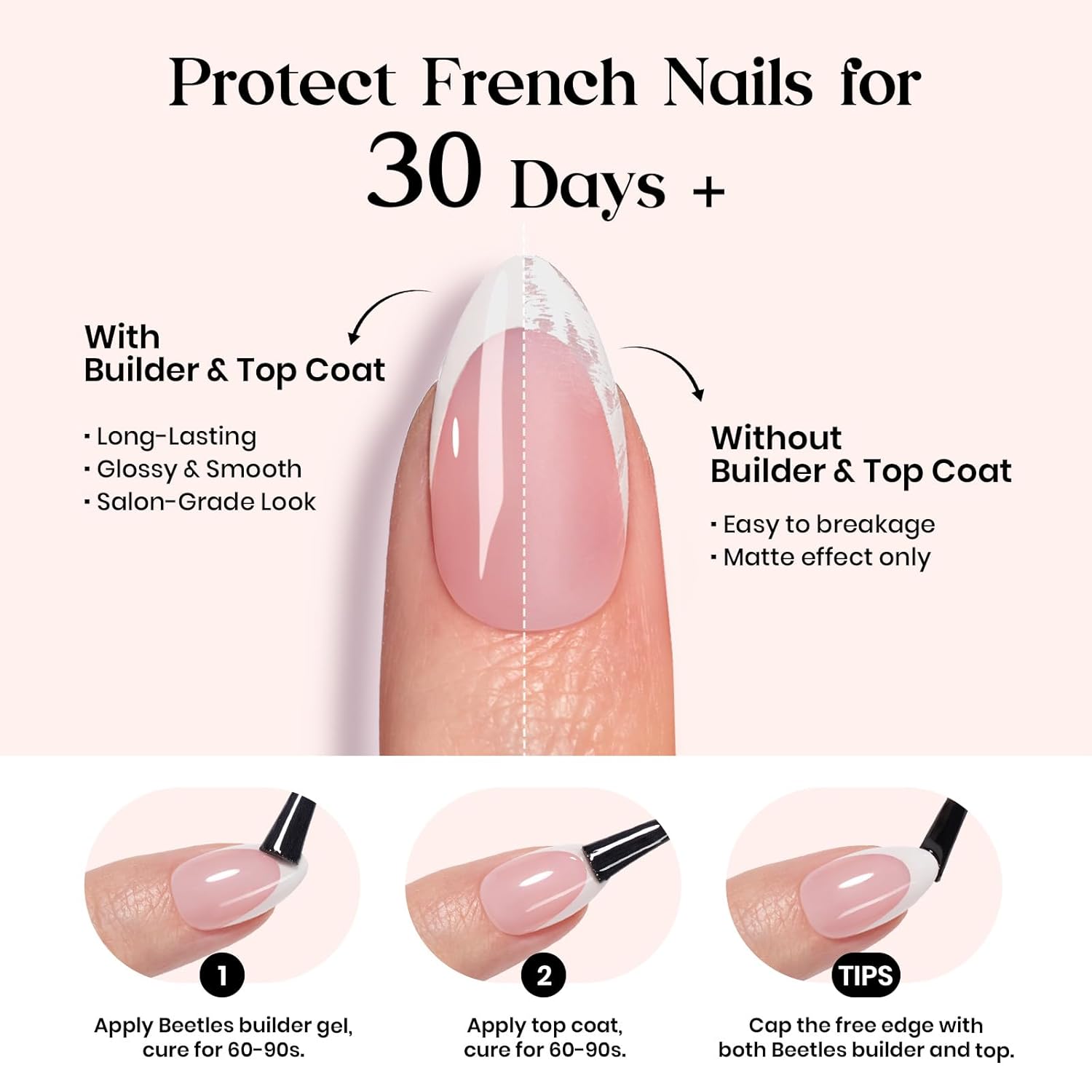 Detalle 1 de Beetles French Tip Press-On Nails 224 Stück