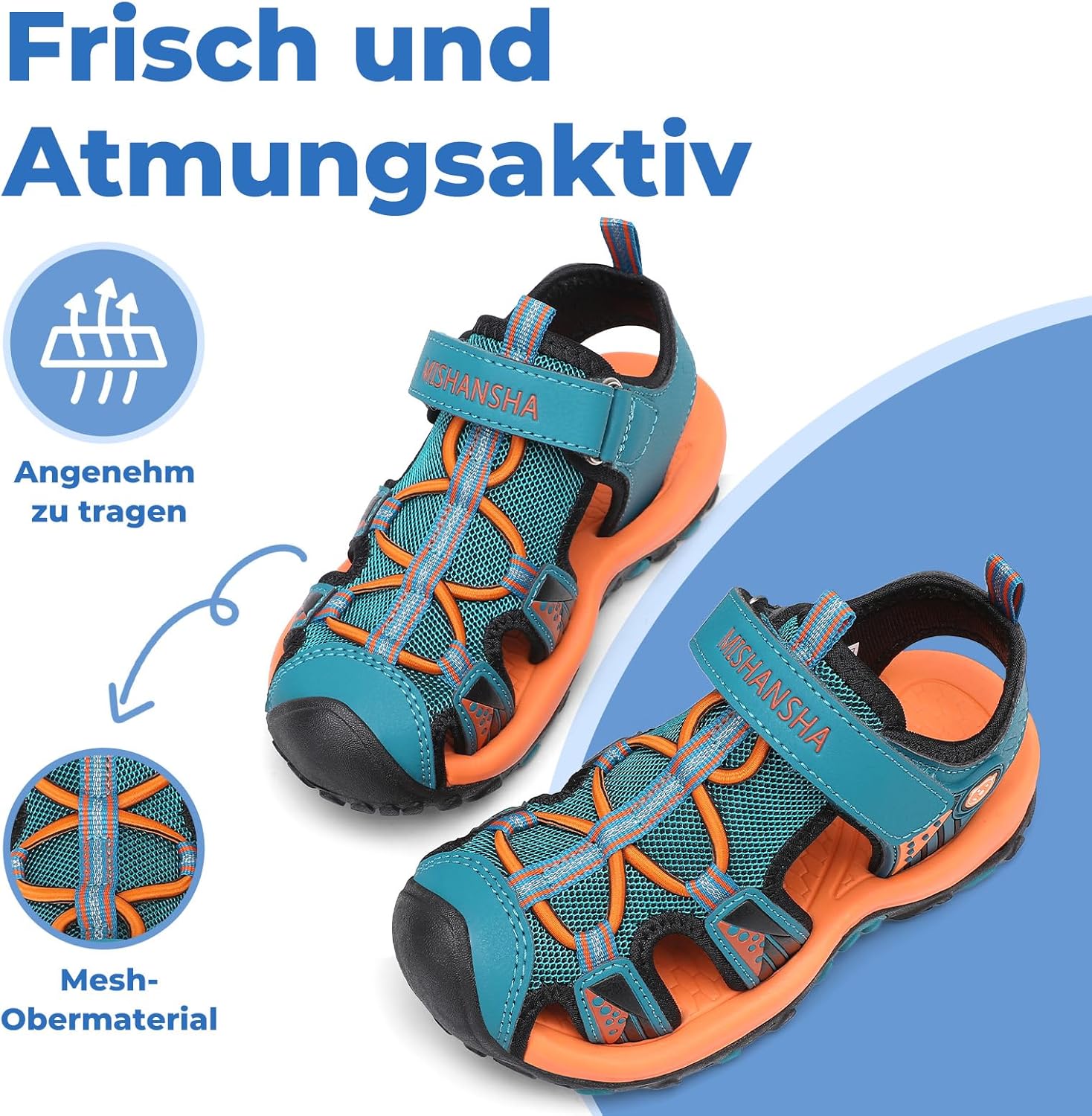 Thumbnail 3 de Mishansha Sandalen für Jungen – Trekkingsandalen mit geschlossener Vorderkappe, Klettverschluss und rutschfester Sohle (EU-Größen 25–38)