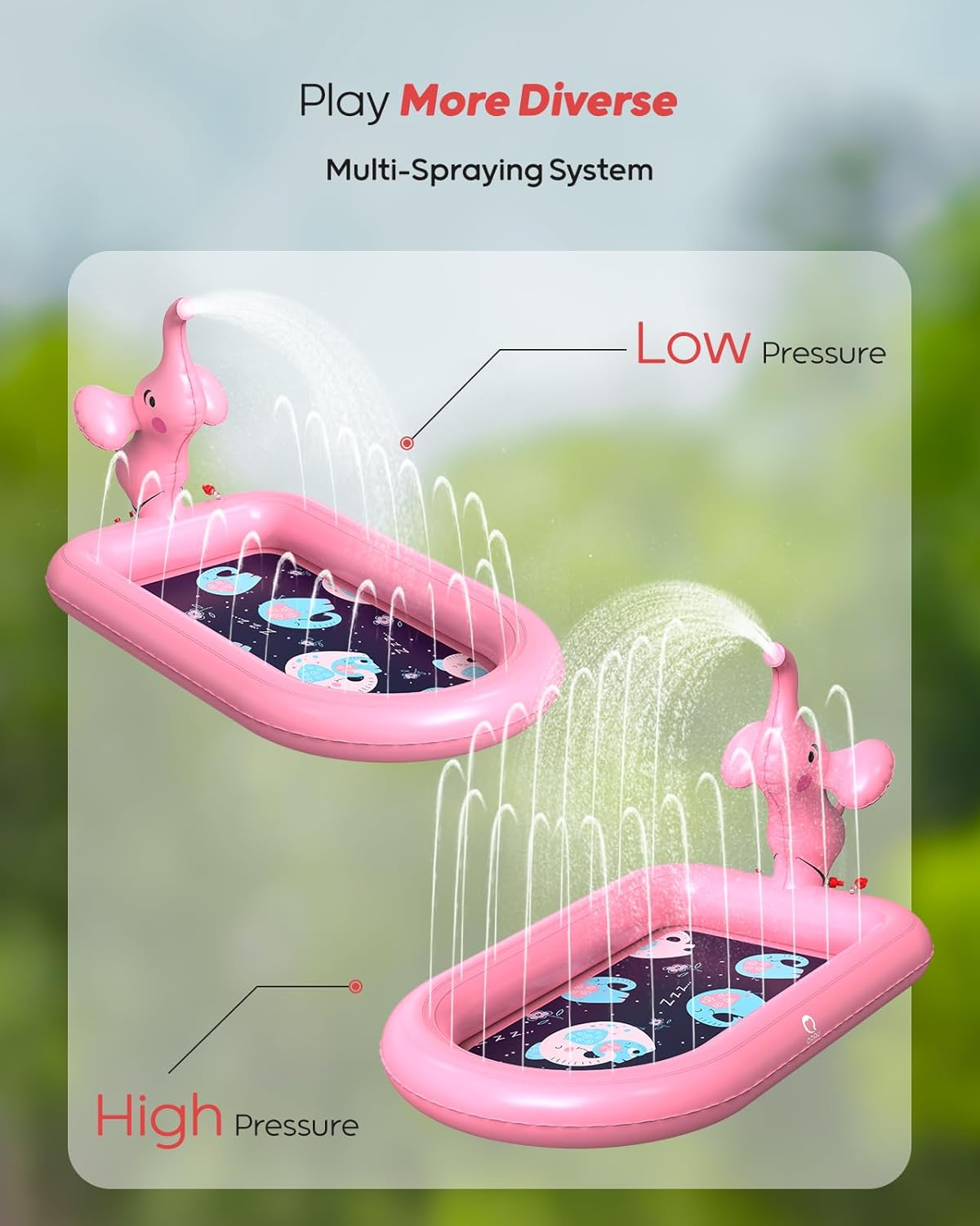 Thumbnail 5 de QPAU Splash Pads for Toddlers 1-3 – Pink Elephant Inflatable Sprinkler Pool