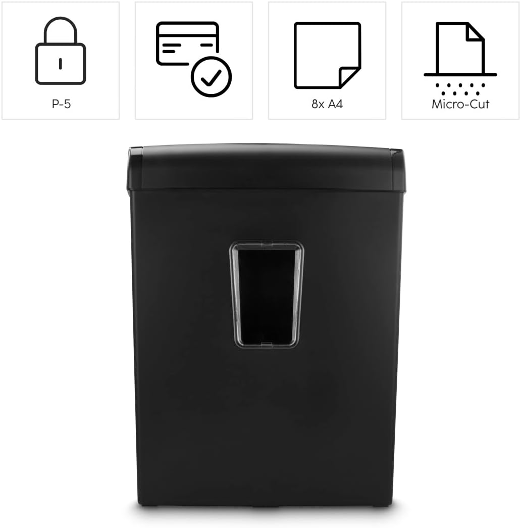 Detalle 2 de Hama Broyeur Papier Prime M80 – destructeur à microcoupure P-5 (jusqu’à 8 feuilles A4) avec sécurité anti-surchauffe