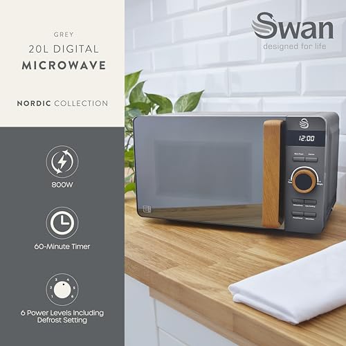 Detalle 2 de Swan 20L Nordic Digital LED Microwave SM22036LGRYN
