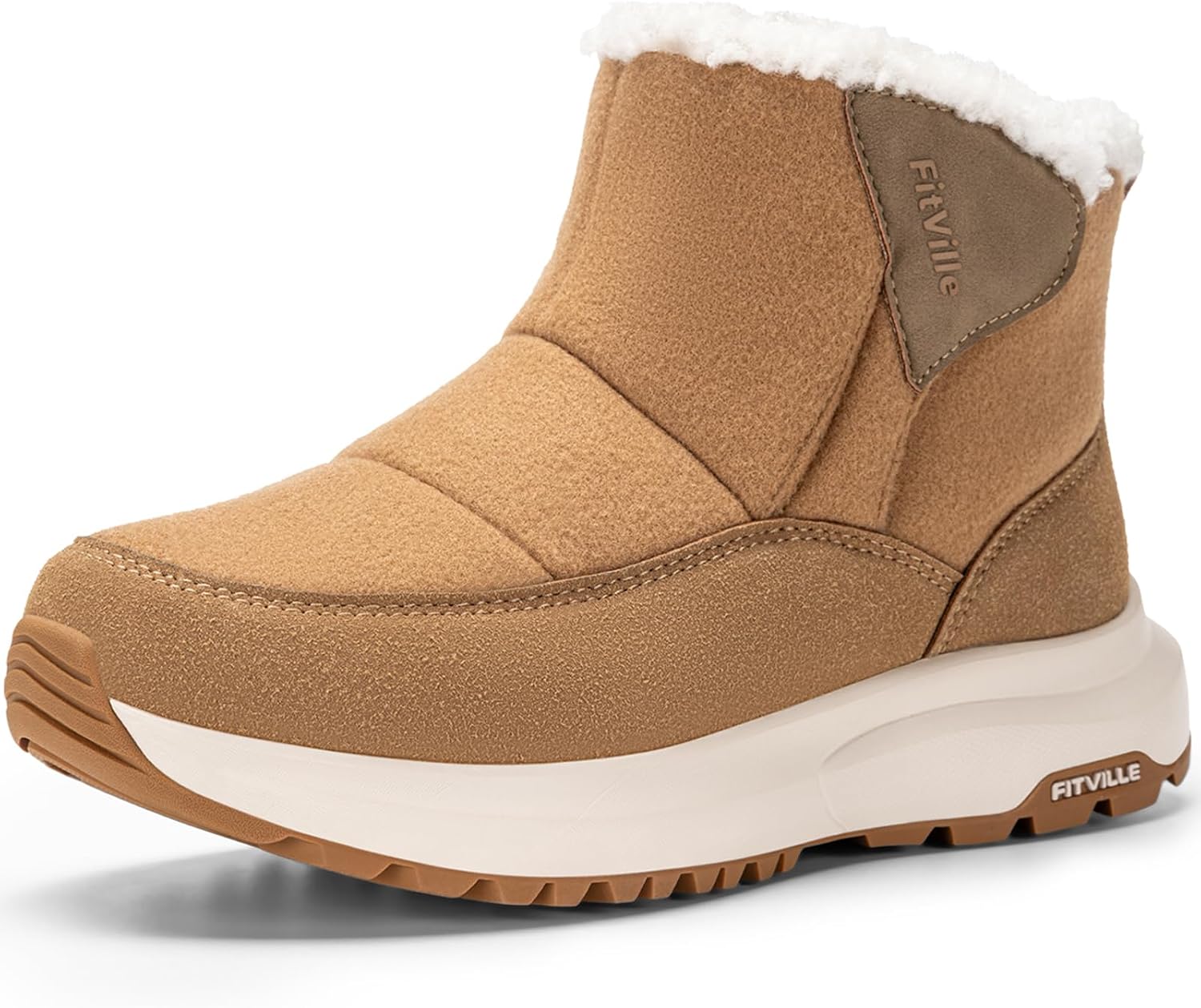 Detalle de FitVille Women’s Winter Snow Boots (Wide Fit) Fleece-Lined Ankle Boots – Lightweight Fuzzy Winter Shoes