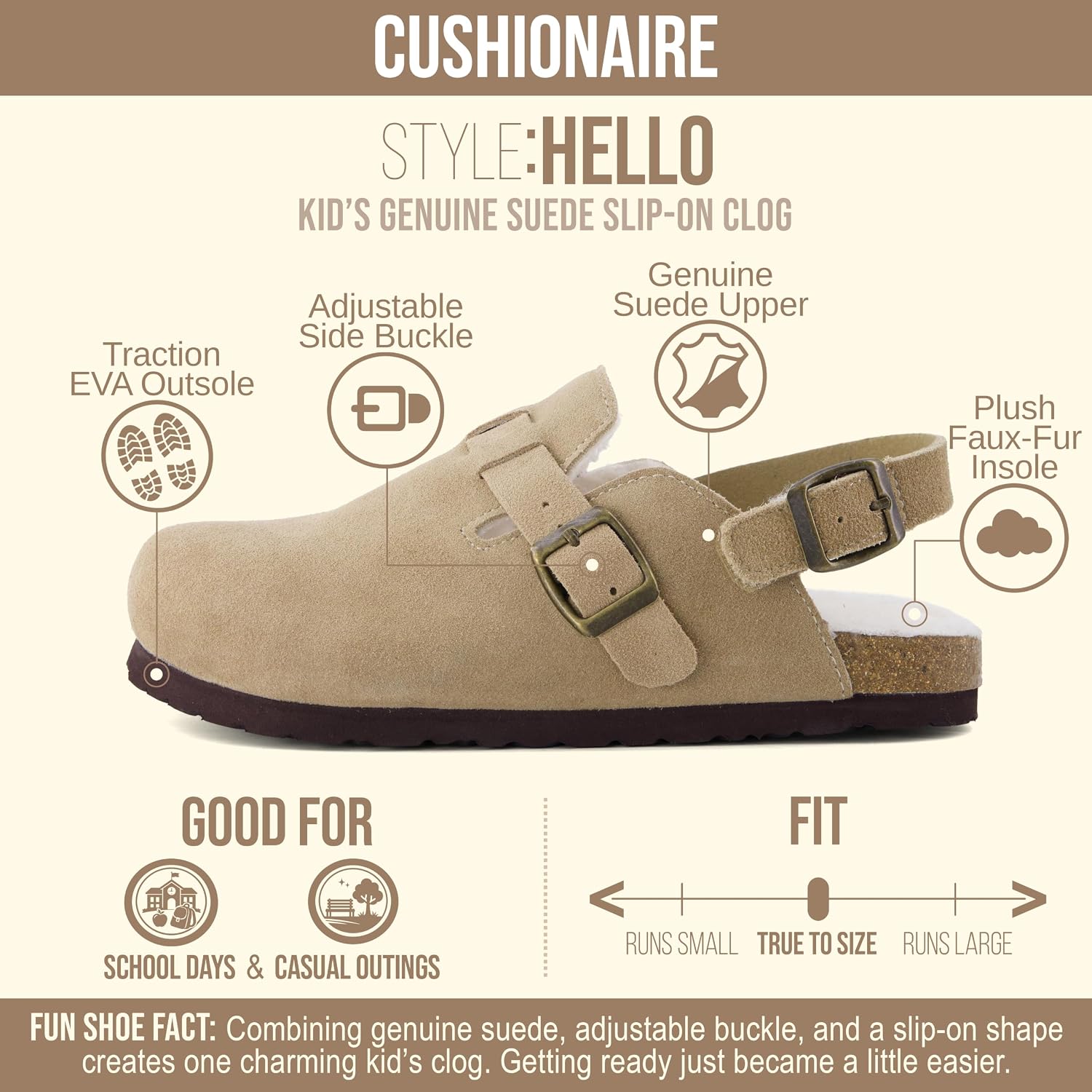 Detalle 2 de CUSHIONAIRE Kids Clogs Genuine Suede