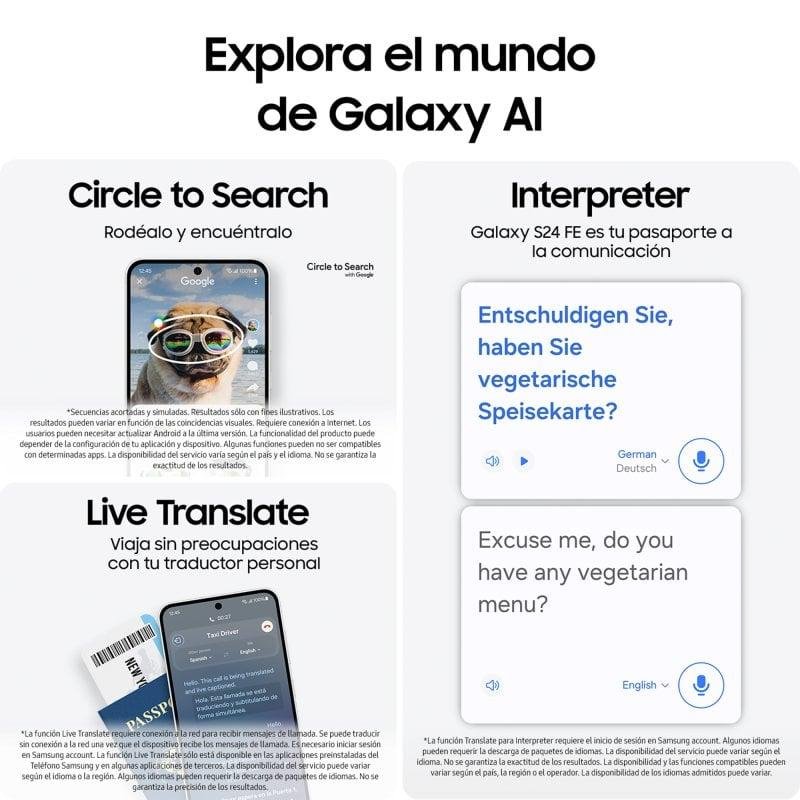 Detalle de Samsung Galaxy S24 FE 5G (8GB/256GB) 6,7" Azul