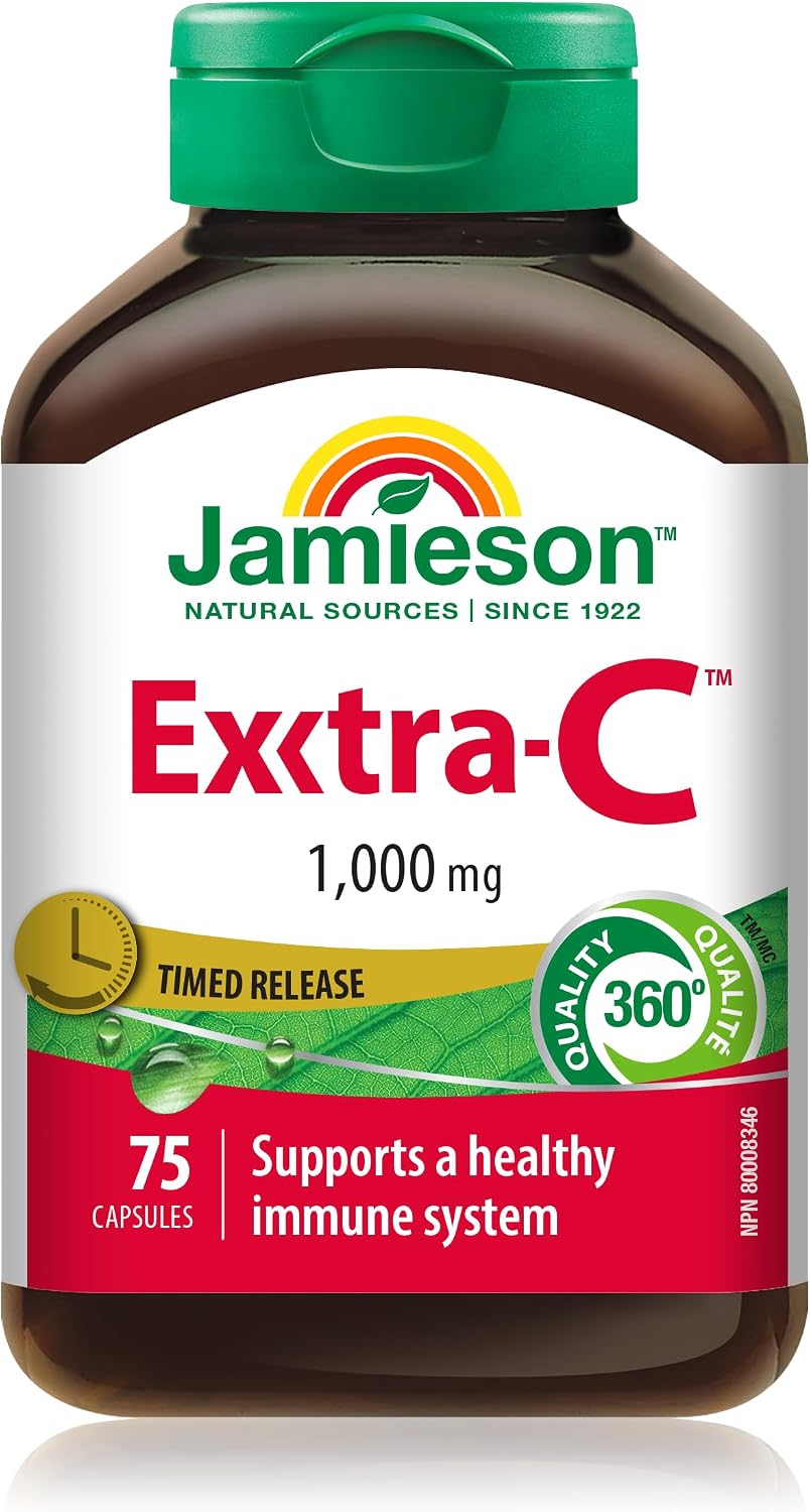 Detalle de Jamieson 64642051707 Vitamin C Capsules, Timed Release, 1,000 mg, 75 Count