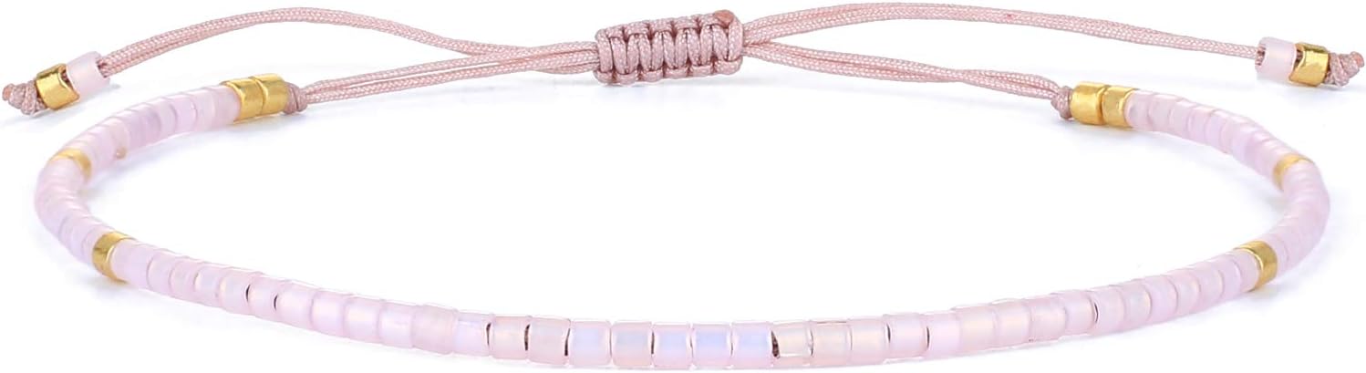 Detalle de KELITCH Damen Perlen Freundschaft Armbänder – Dünne Seil Wrap, handgefertigt
