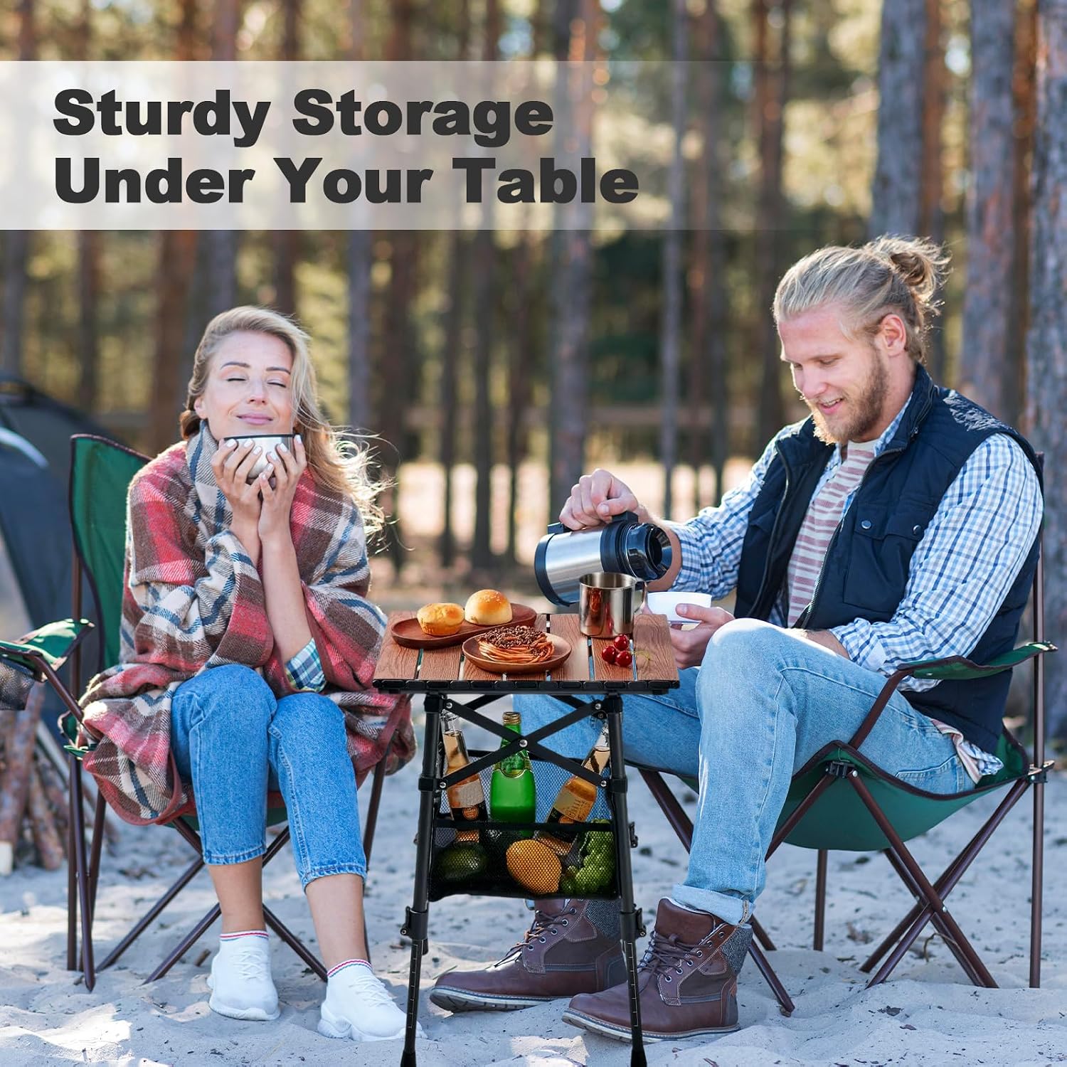 Thumbnail 6 de Odoland OD0739-AVEU Adjustable Folding Camping Table, Aluminium Top