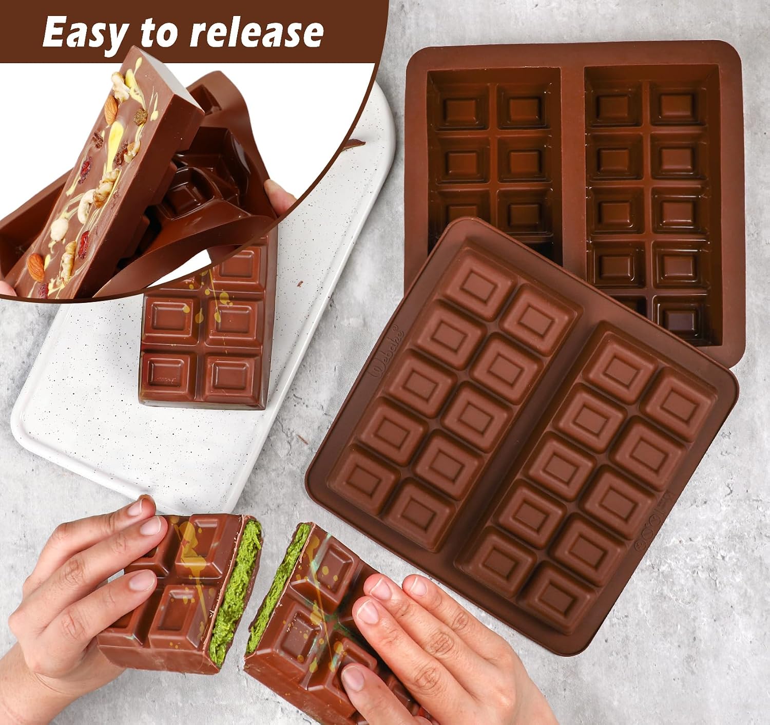 Detalle 2 de Webake Silicone Chocolate Bar Moulds 2 pcs