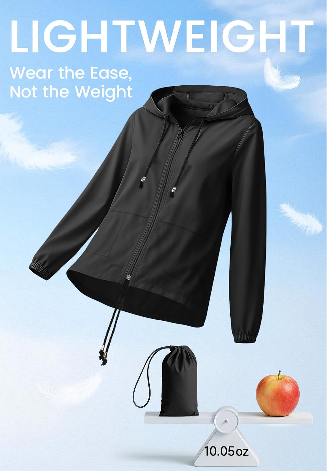 Detalle de Zando Lightweight Waterproof Rain Jacket for Women