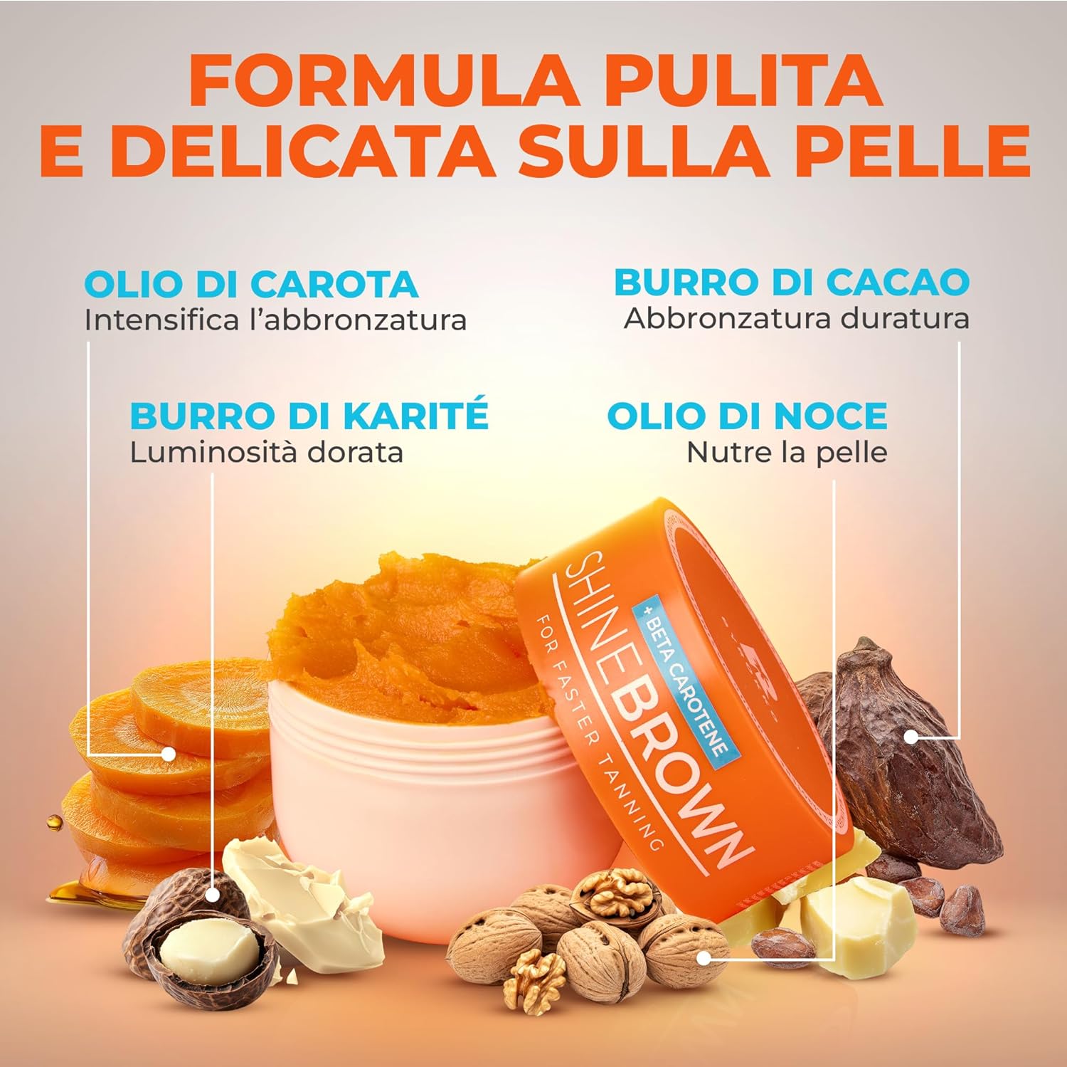 Detalle de BYROKKO Shine Brown Beta Carotene Acceleratore: crema solare abbronzante a base di beta carotene, 210 ml