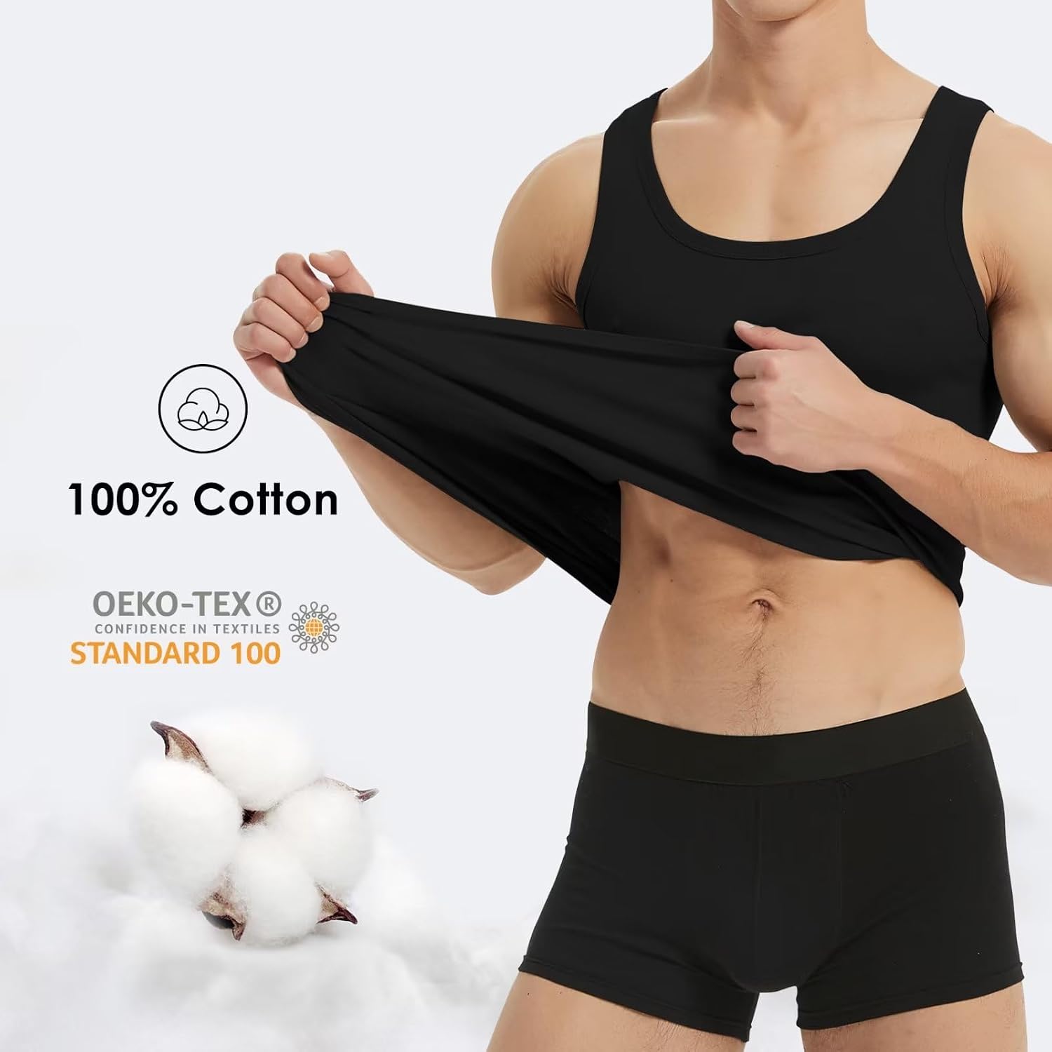 Detalle 2 de YouShow Herren-Unterhemd 3er/5er Pack aus 100% Baumwolle (Tank Top, Feinripp) – ohne Etikett