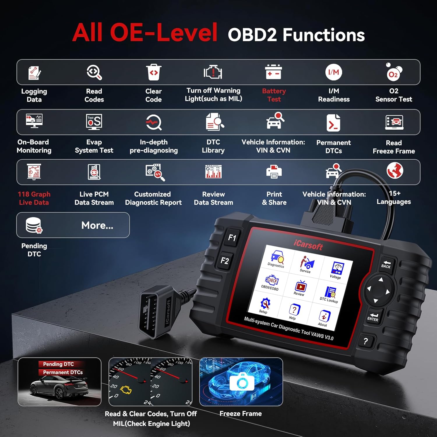 Thumbnail 4 de iCarsoft VAWS V3.0 OBD2 Scanner for VW/AUDI