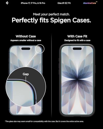 Detalle 2 de Spigen Glas.tR EZ Fit protector de pantalla para iPhone 17 / 17 Pro / 16 Pro (2 unidades) con dureza 9H