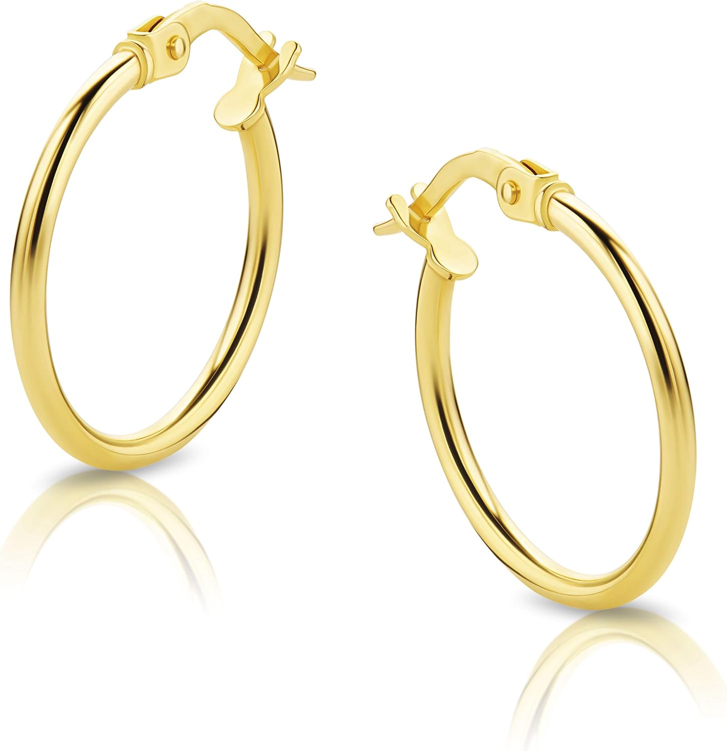 Thumbnail 2 de Orovi Boucles d'oreilles Femme Or Jaune 14K – Créoles Rondes, Hypoallergéniques, fabrication italienne avec boîte cadeau