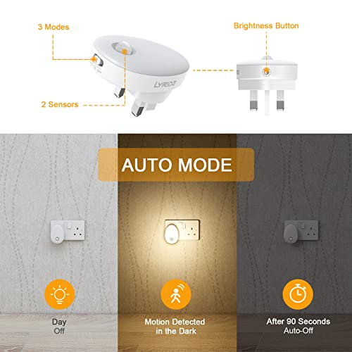 Detalle de Lyridz Night Light Plug in Wall (2 Pack) with Motion Sensor and Dimmer