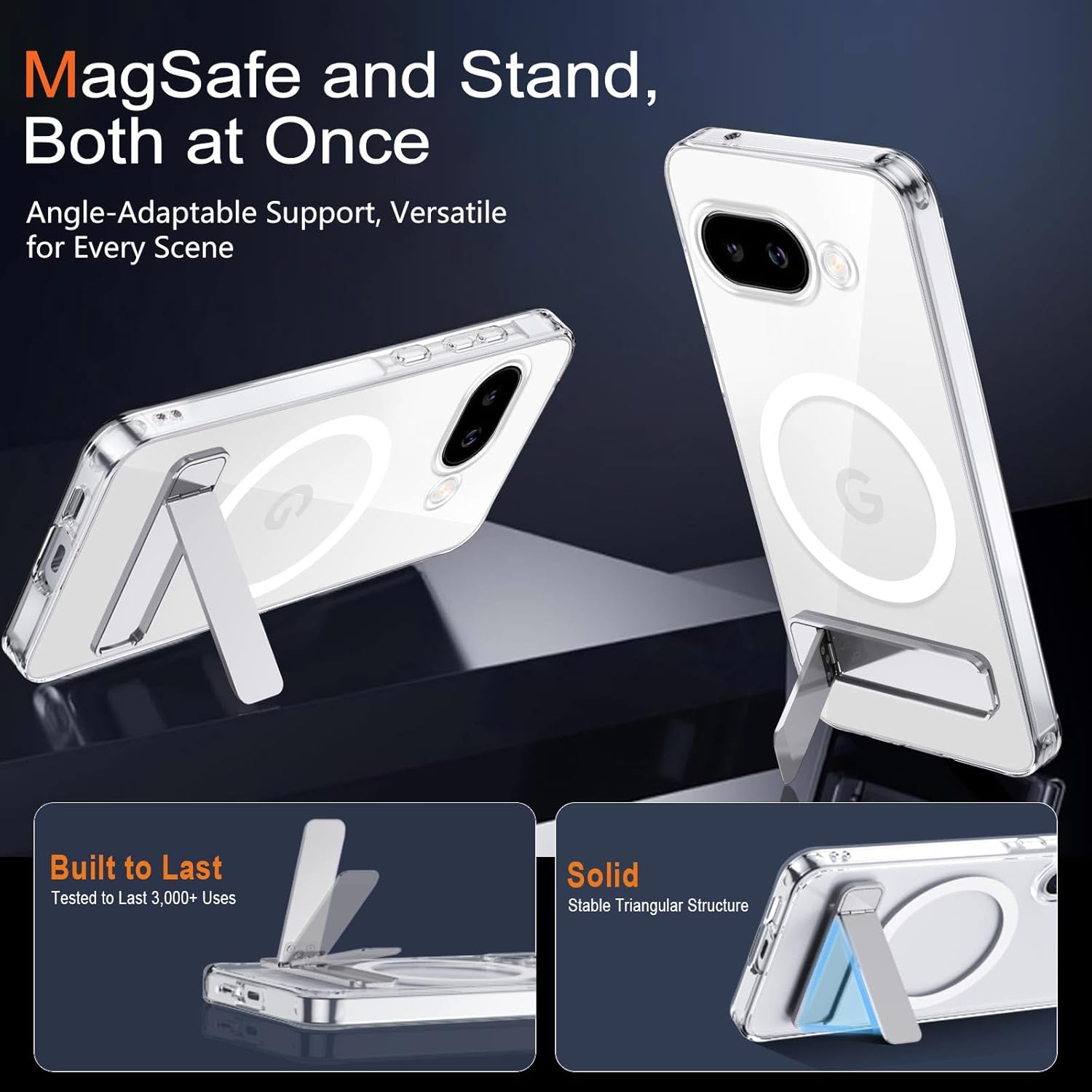 Detalle de XTCASE Coque magnétique pour Google Pixel 10a avec support invisible et bumper antichoc - Clear