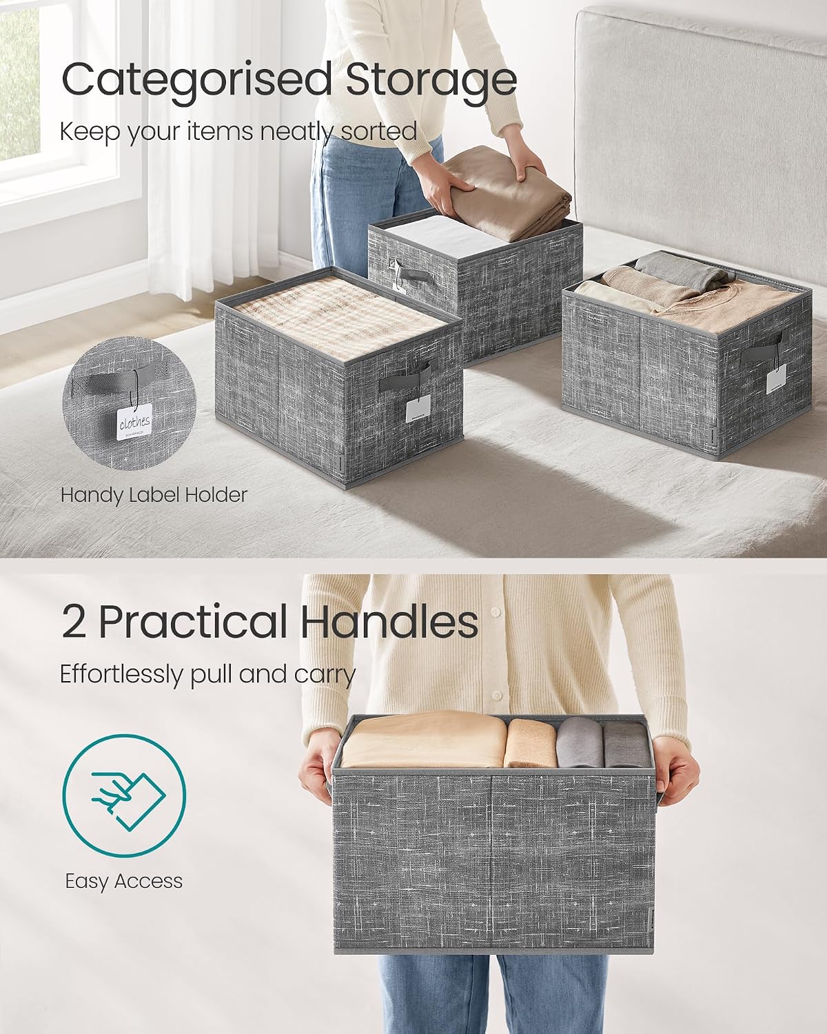 Detalle 2 de SONGMICS Collapsible Storage Boxes 29L set of 3