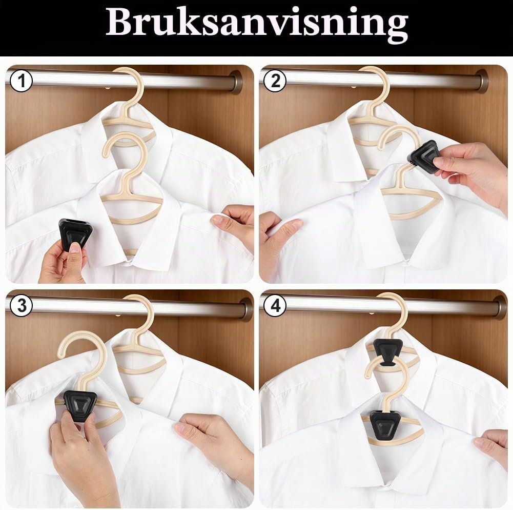 Detalle de Ainiv 20 rymdbesparande galgkrokar i svart ABS, upp till 2,5 kg per krok