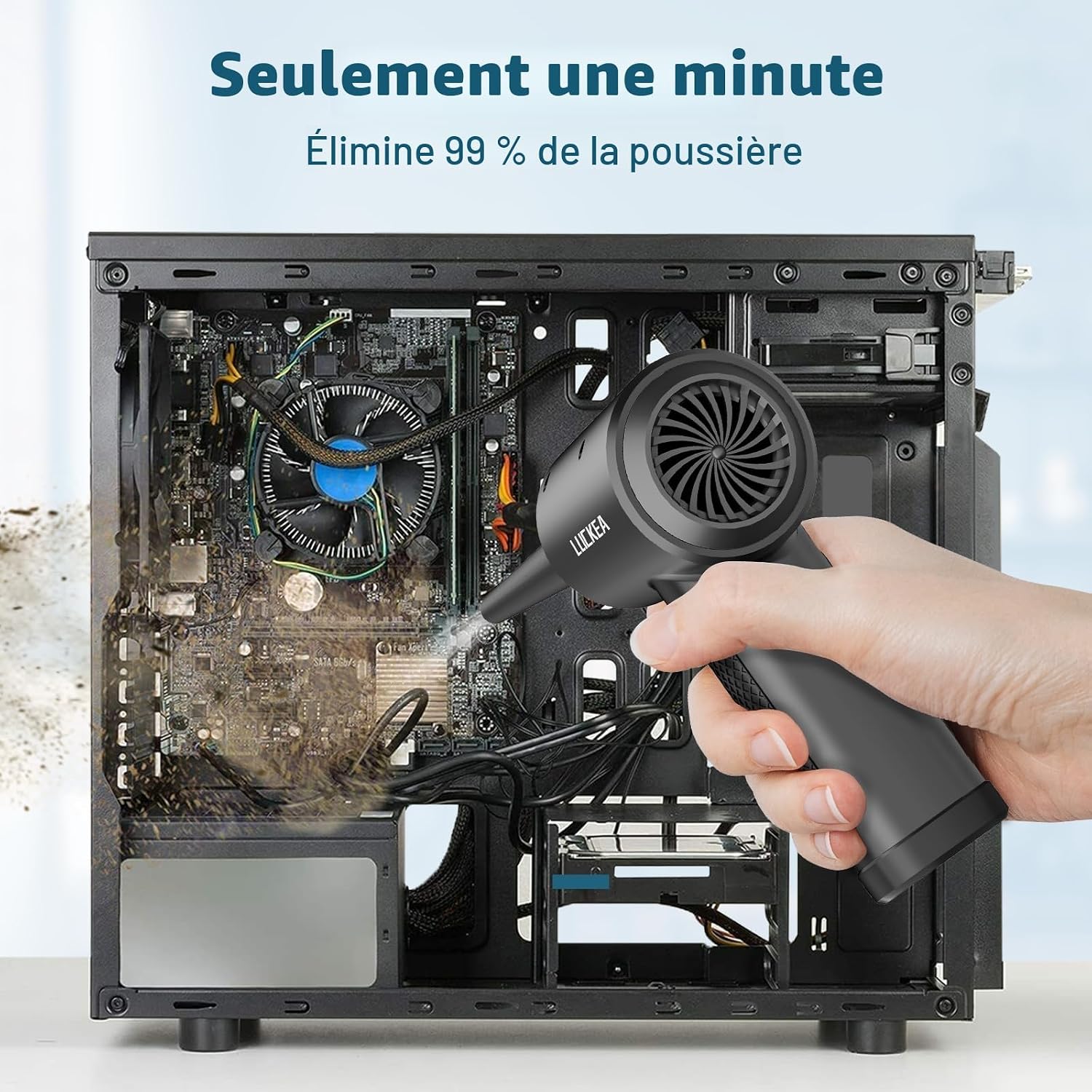 Thumbnail 1 de Souffleur Air Comprimé & Souffleur PC sans fil 3 vitesses avec LED et batterie 6000 mAh – mini souffleur PC / voiture