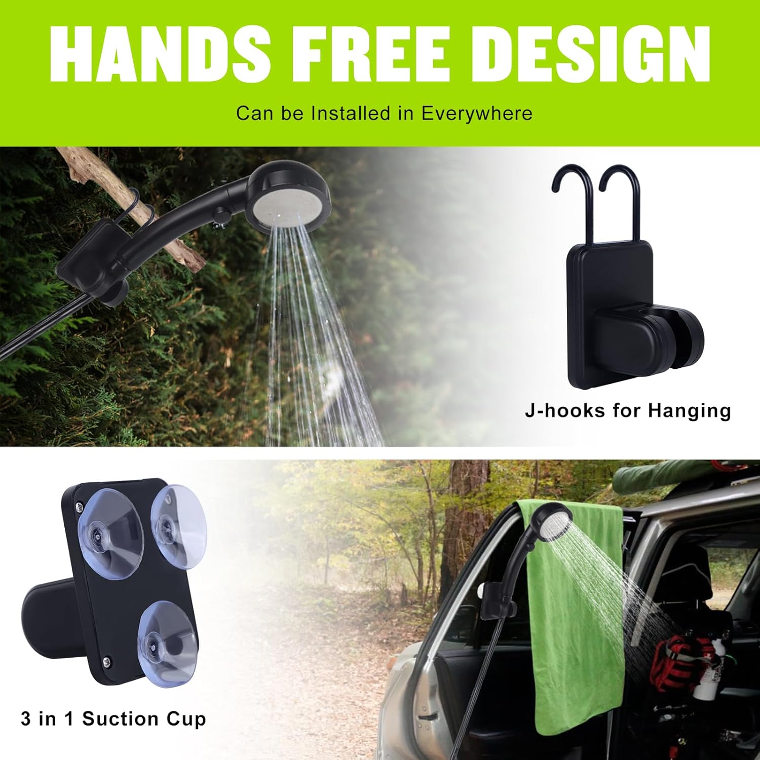 Thumbnail 6 de Spopal Portable Shower for Camping (6000mAh) Rechargeable Pump with LED Display and 4 Spray Modes