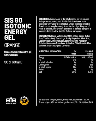 Detalle de Science in Sport GO Isotonic Energy Gels, Orange – 30 x 60ml
