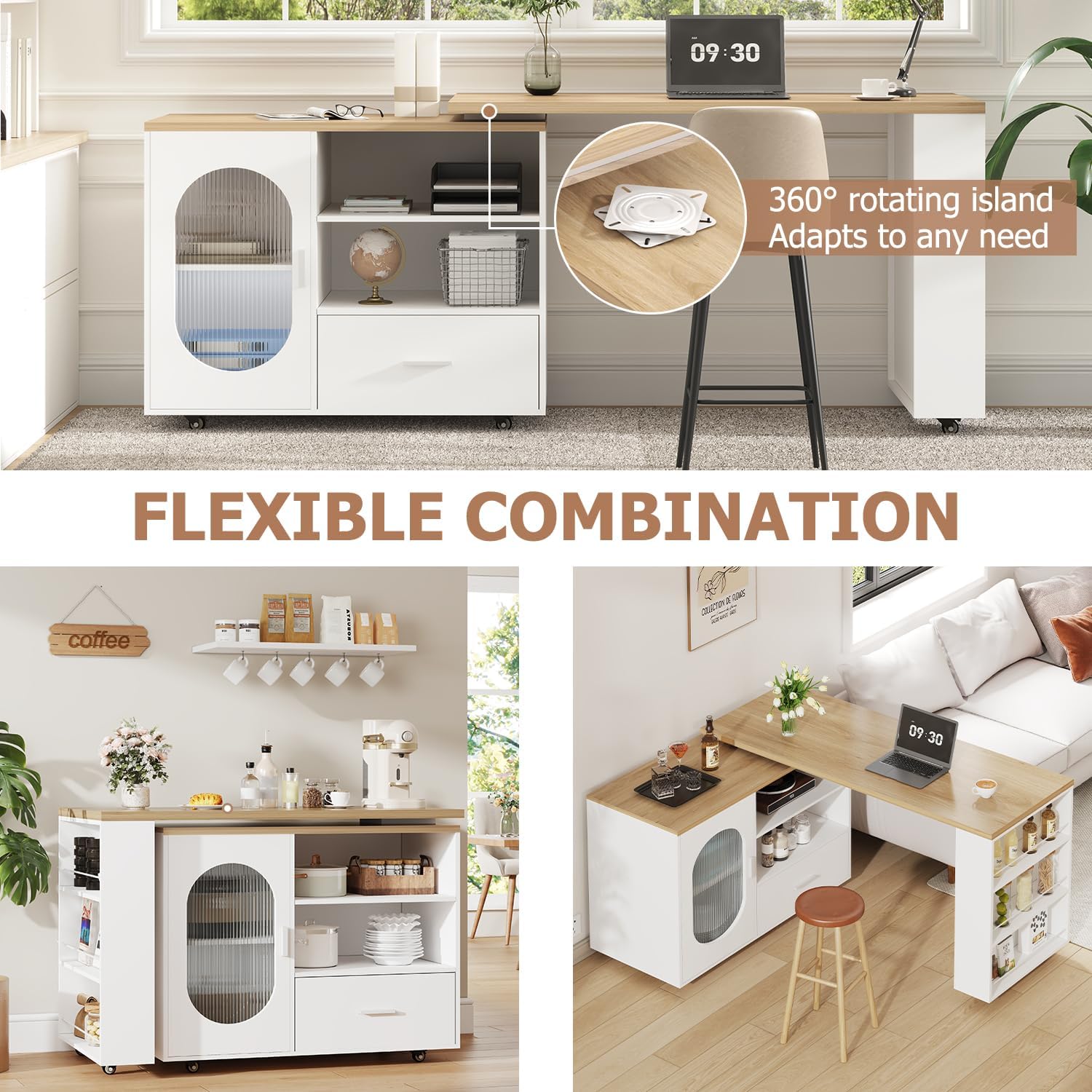 Detalle de IBF Isola Cucina Indipendente con Piano di Lavoro su 7 Ruote: stile moderno e funzionalità che si adattano alla tua cucina