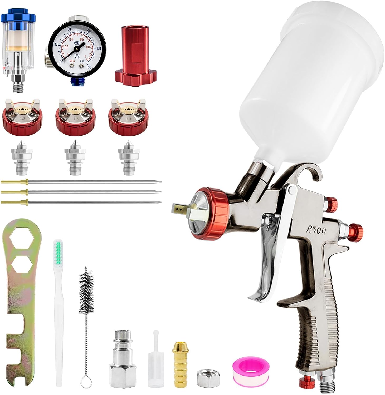 Detalle de R500 LVLP Air Spray Gun 1.3mm nozzle 🎨