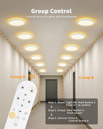 Thumbnail 7 de LuminexDesigns Plafón LED Regulable 24W con Mando – Lámpara de Techo Ø30cm, Luz Nocturna 2000K y Temporizador