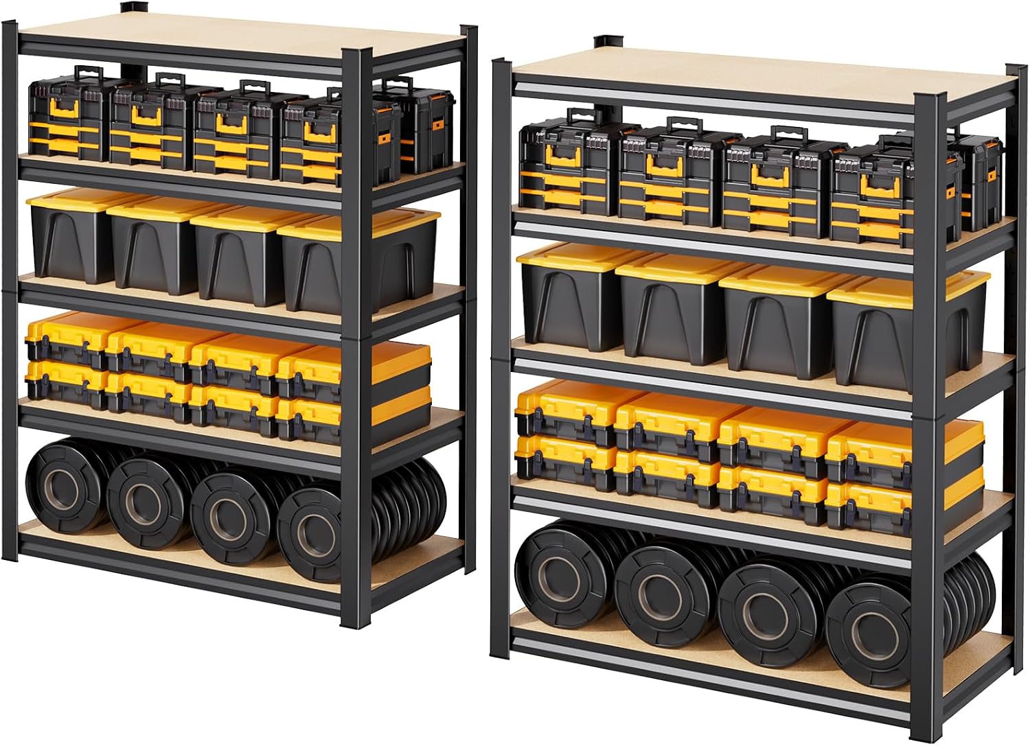 Detalle de KORVENA garage shelving-900 2-Pack Adjustable Metal Garage Shelves, 5-Tier