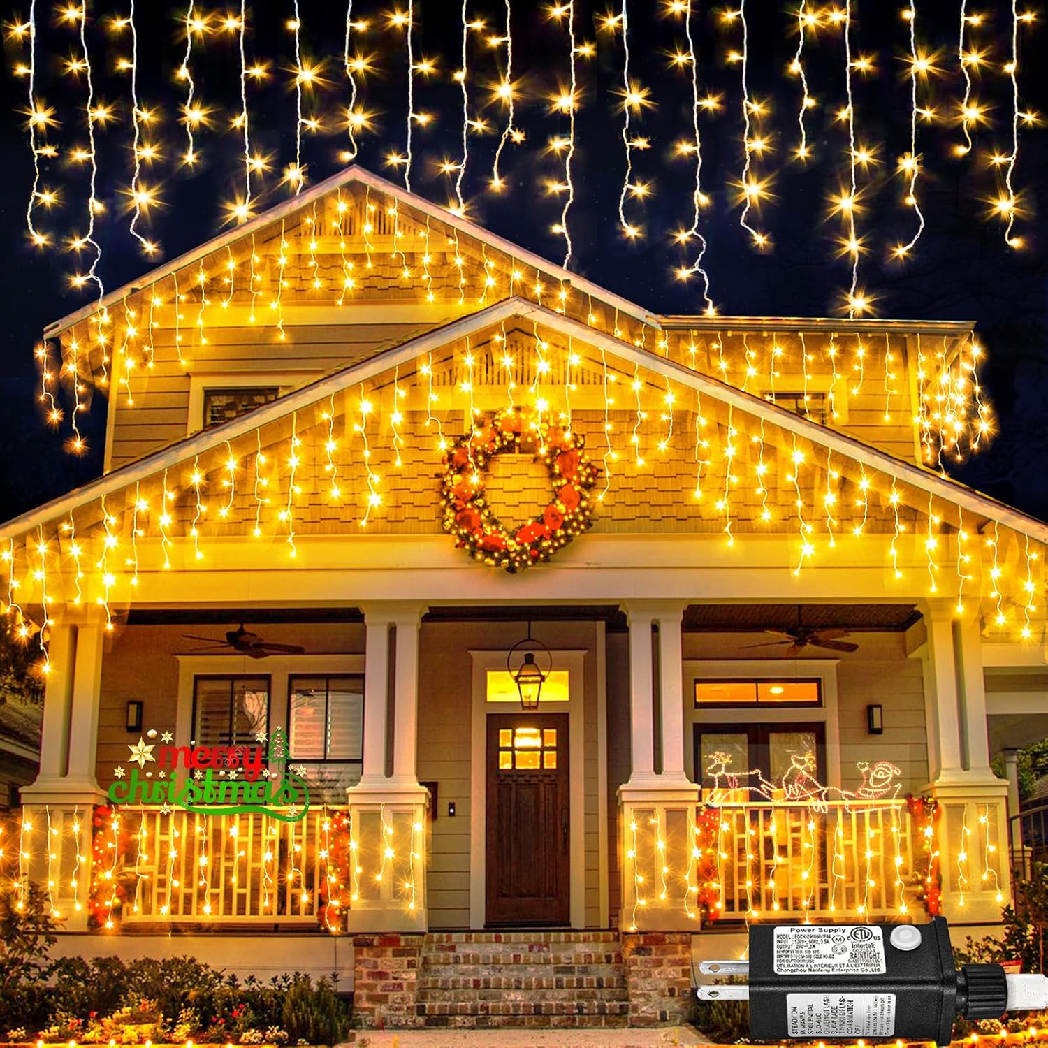 Detalle de Nielfoi BG-CL3M3-306L01 33ft 400 LED Warm White Icicle Lights