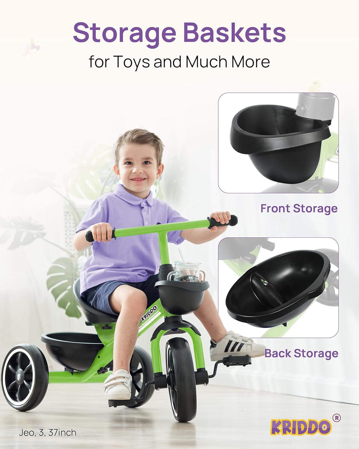 Thumbnail 4 de KRIDDO Tricycle for 24-Month to 4-Yr Kids