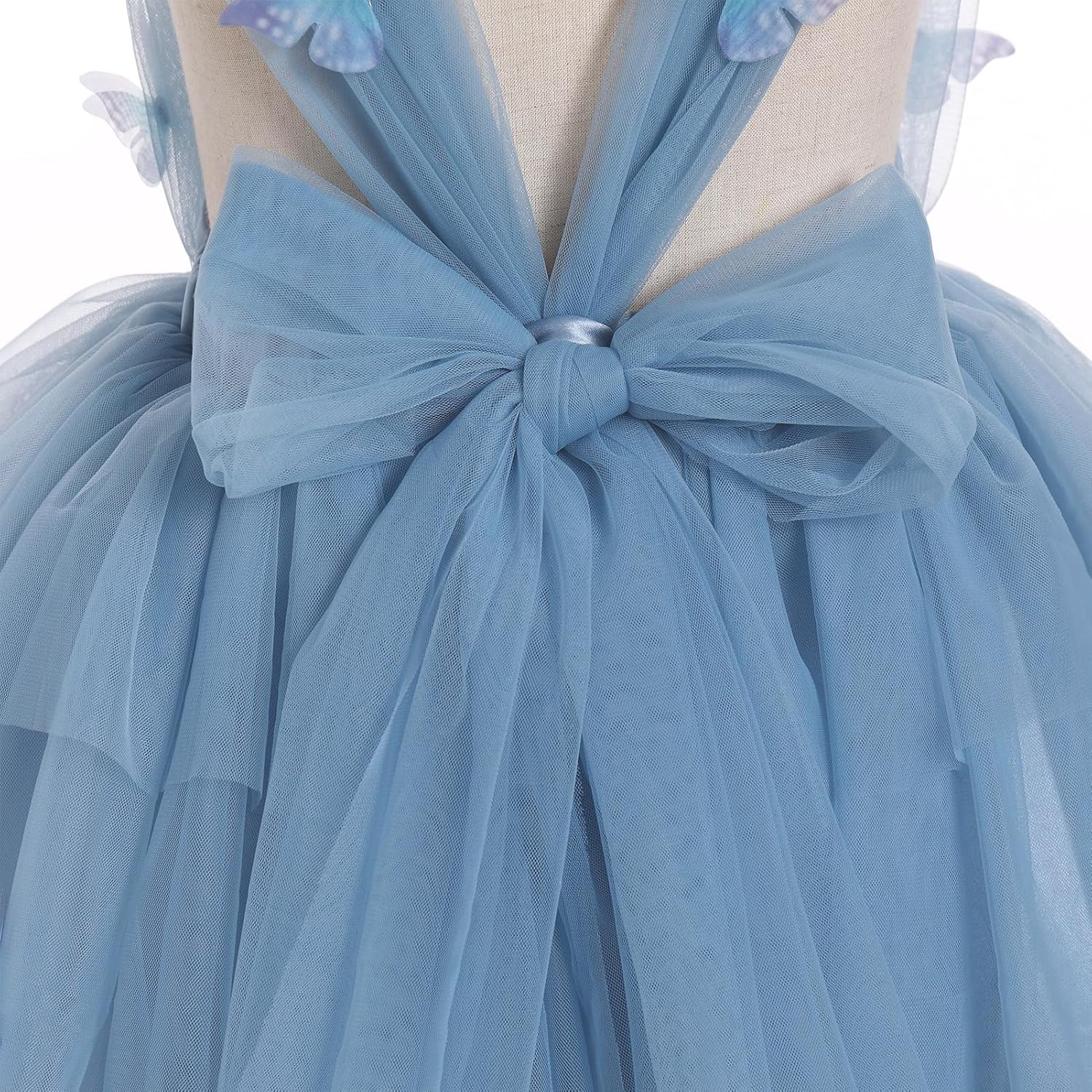 Thumbnail 3 de Robe princesse IDOPIP bébé fille en tulle 3D papillon, V ouvert sans manches