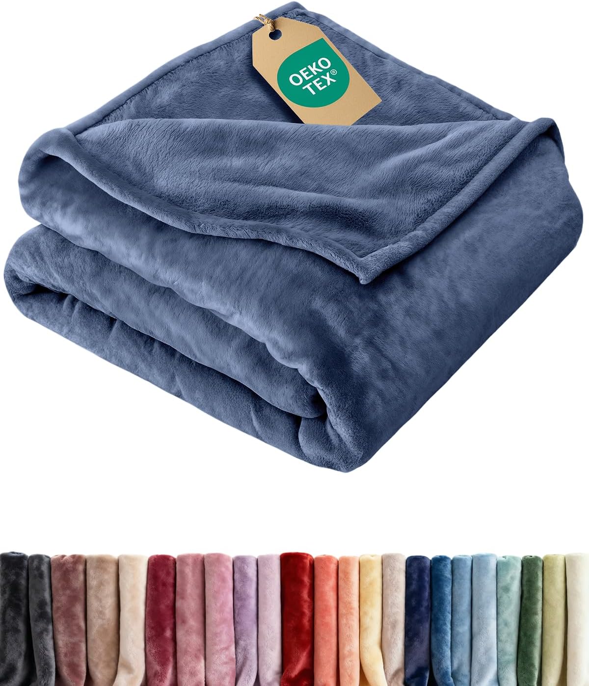 Detalle de Ultra Soft Fleece Blanket Queen Size (Flannel Fleece Luxury) — Lightweight, Thick & Breathable in Washed Blue