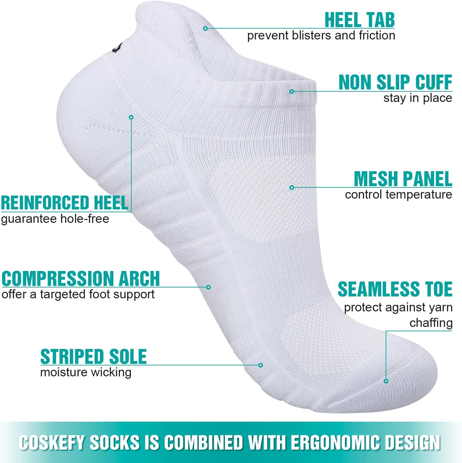 Thumbnail 2 de Coskefy Running Socks Thick Cushion