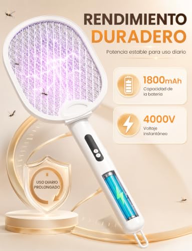 Thumbnail 2 de ZOVHYYA Raqueta Antimosquitos 4000V 3 en 1 USB-C Recargable con Luz LED