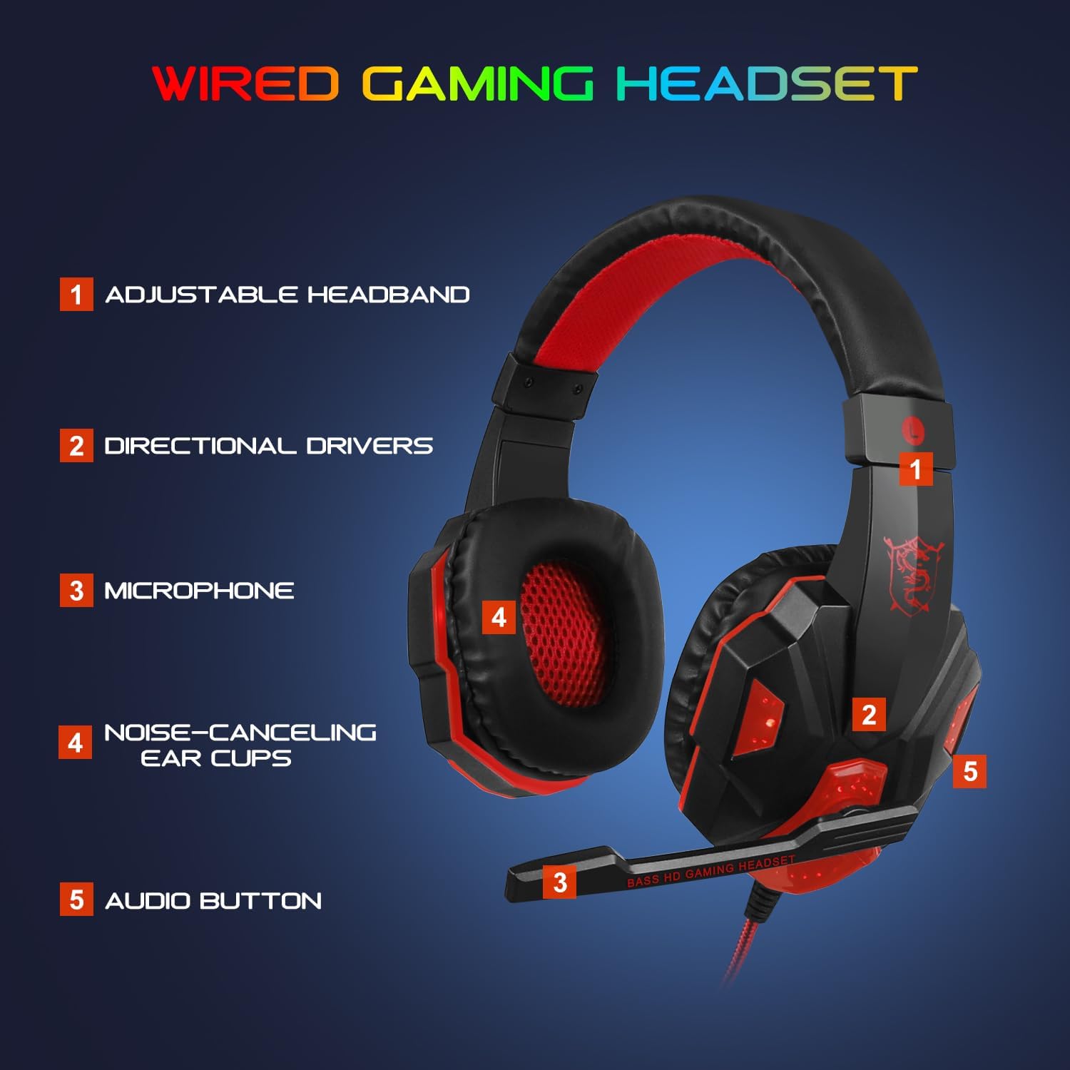 Detalle 1 de BlueFinger Gaming Keyboard Combo, USB Wired
