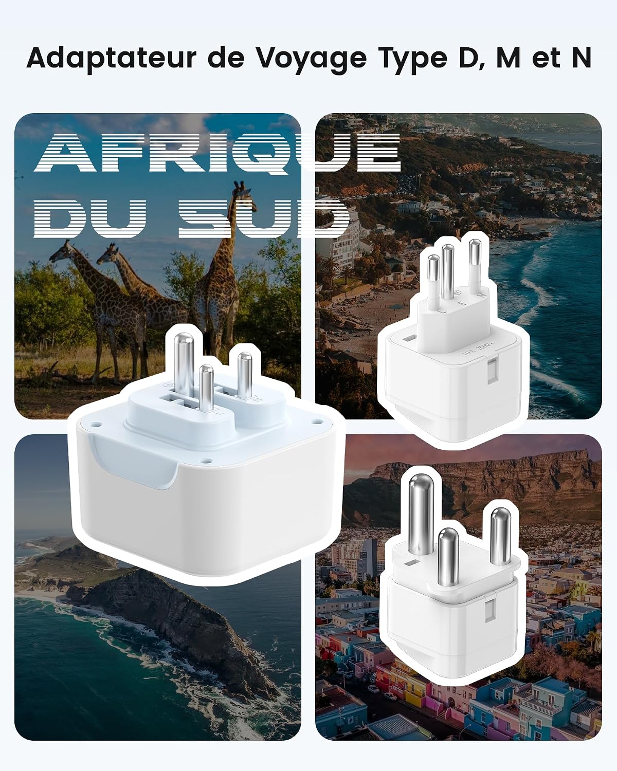 Detalle de Adaptateur prise Afrique du Sud Type D/M/N avec 4 ports USB – LENCENT