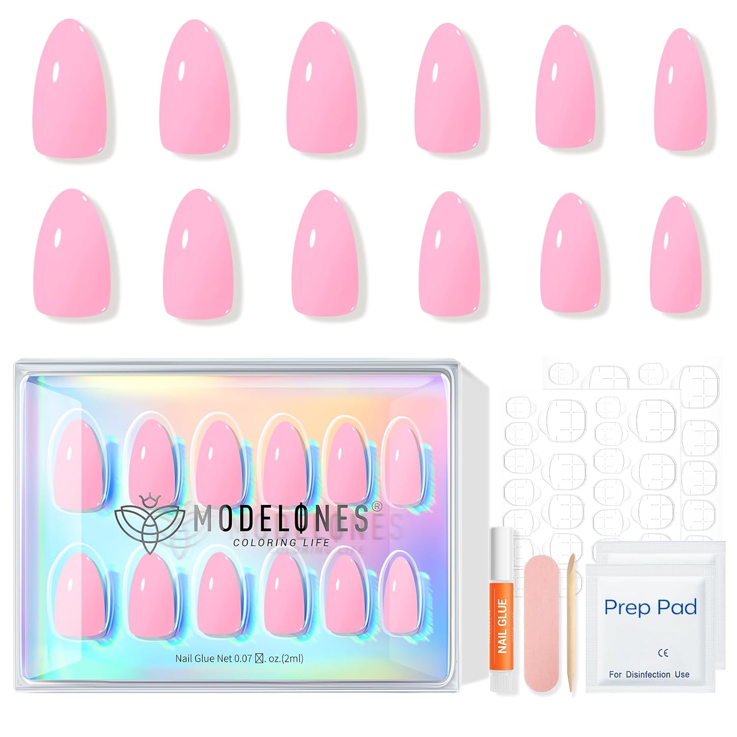 Thumbnail 4 de Modelones Pink Press on Nails Almond | 32Pcs Reusable Nail Kit