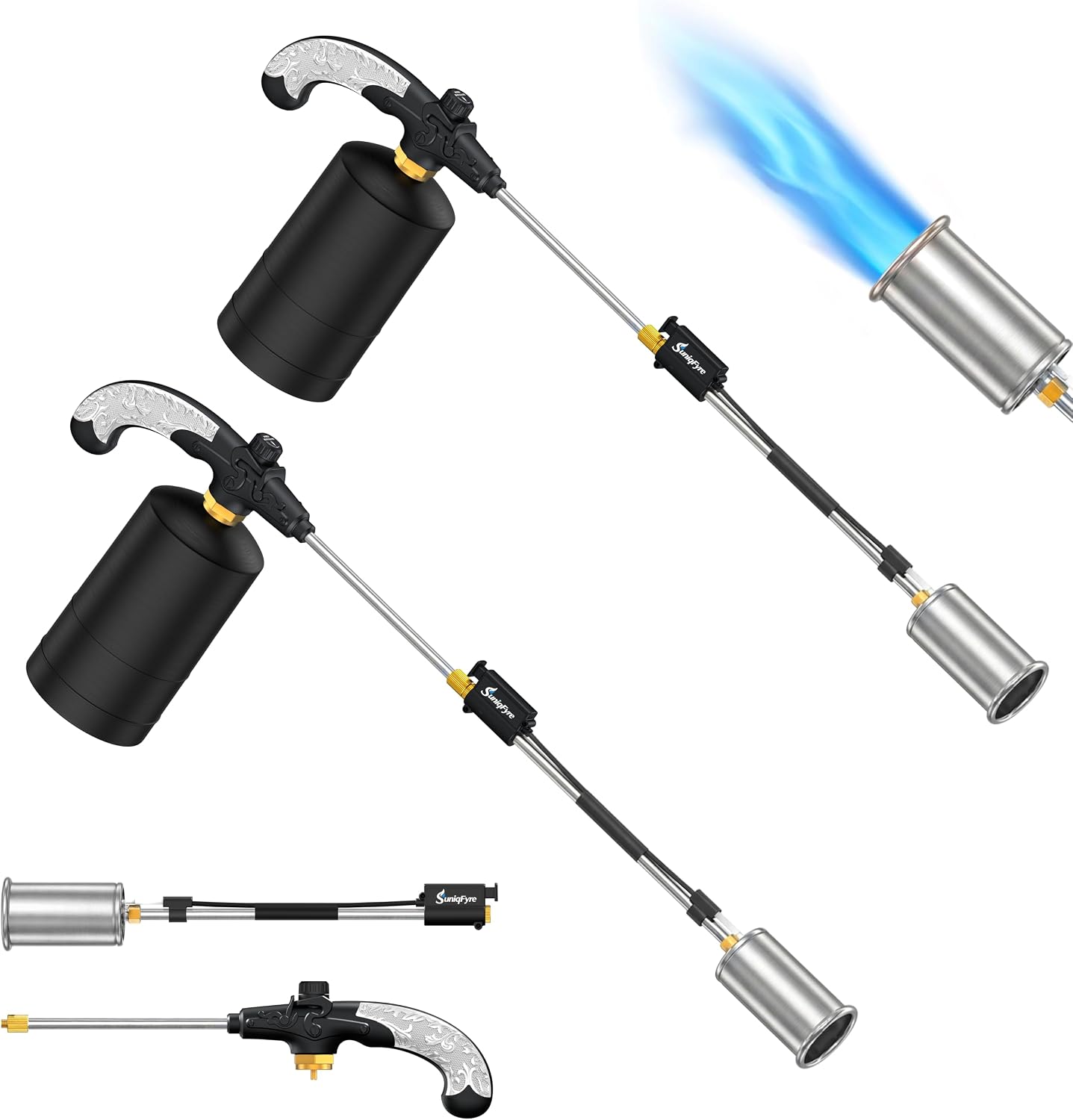 Detalle de SuniqFyre GF8016 Propane Weed Burner 2-Pack with Adjustable Flame and Piezo Ignition