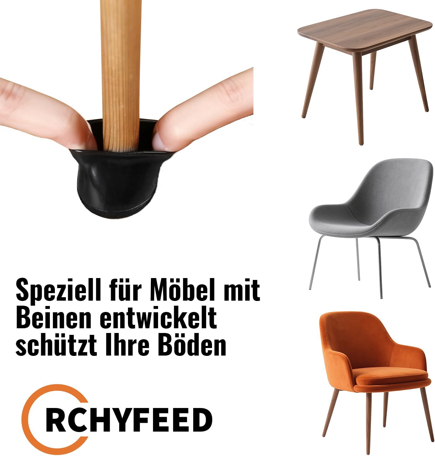 Detalle de RCHYFEED Stuhlbeinkappen 24 Stück für 15°-25°