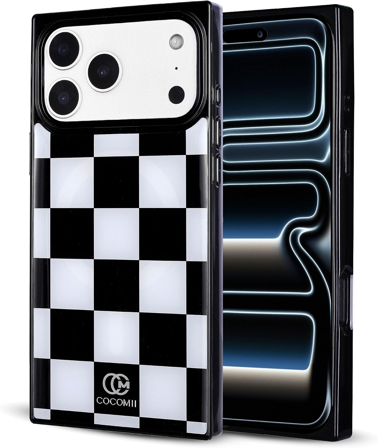 Detalle de COCOMII Rectangle Case for iPhone 17 Pro Max — Monochrome Checkered