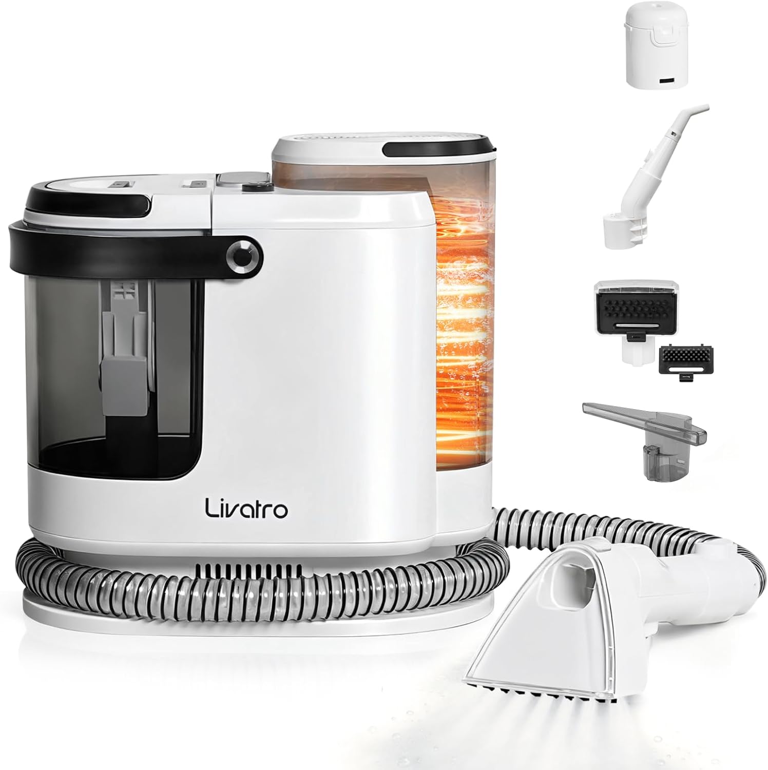 Detalle de Livatro Polsterreiniger/Nasssauger Waschsauger mit Dampf – 15 kPa, 1,6-Liter Wassertank, Selbstreinigung
