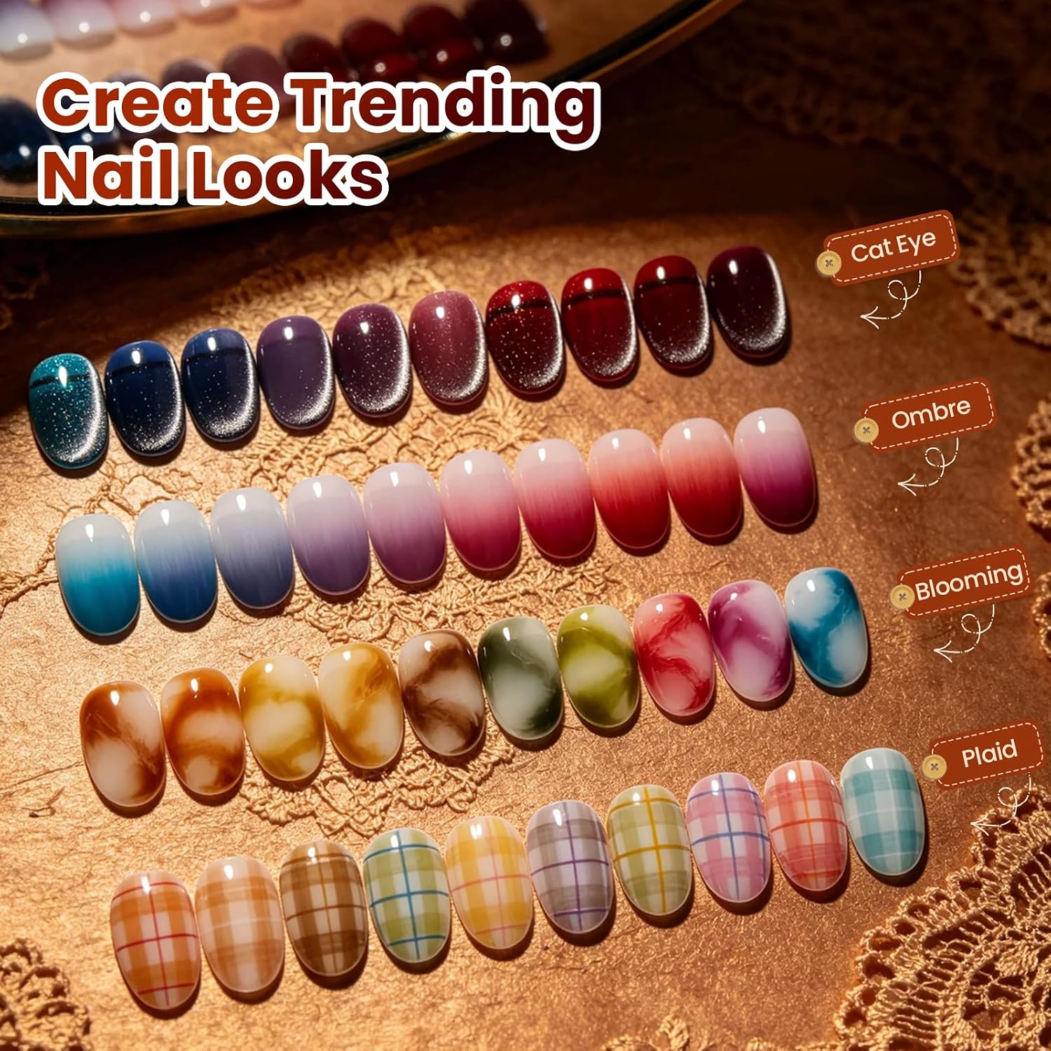 Detalle 2 de Beetles Fall Jelly Gel Nail Polish Set, 20 Sheer Colors and Magnetic Cat Eye Top Coat